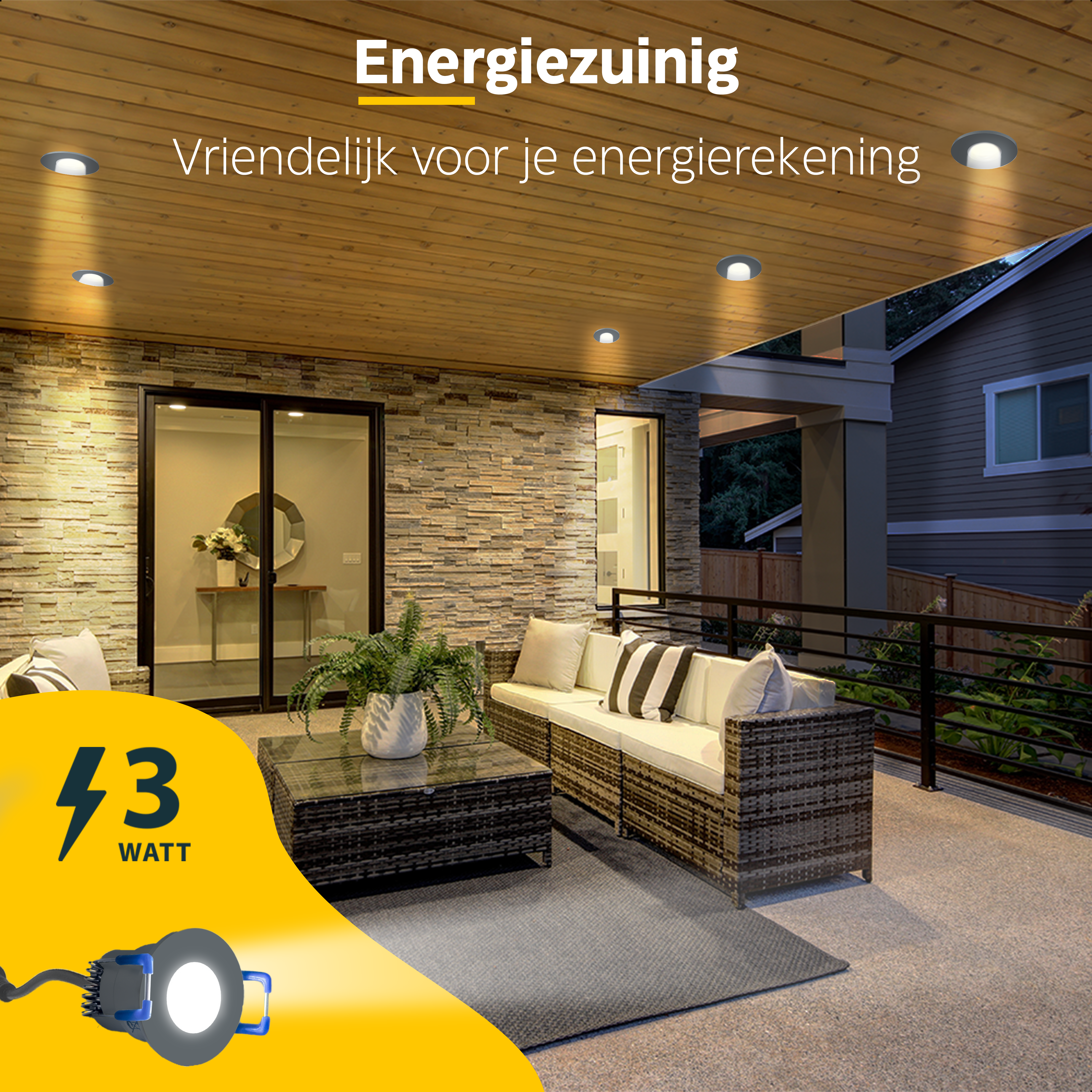 LED Inbouwspots veranda & overkapping - Warm wit 2700K - Dimbaar - Set 4 tot 12 stuks - TrueLED Compact Gray