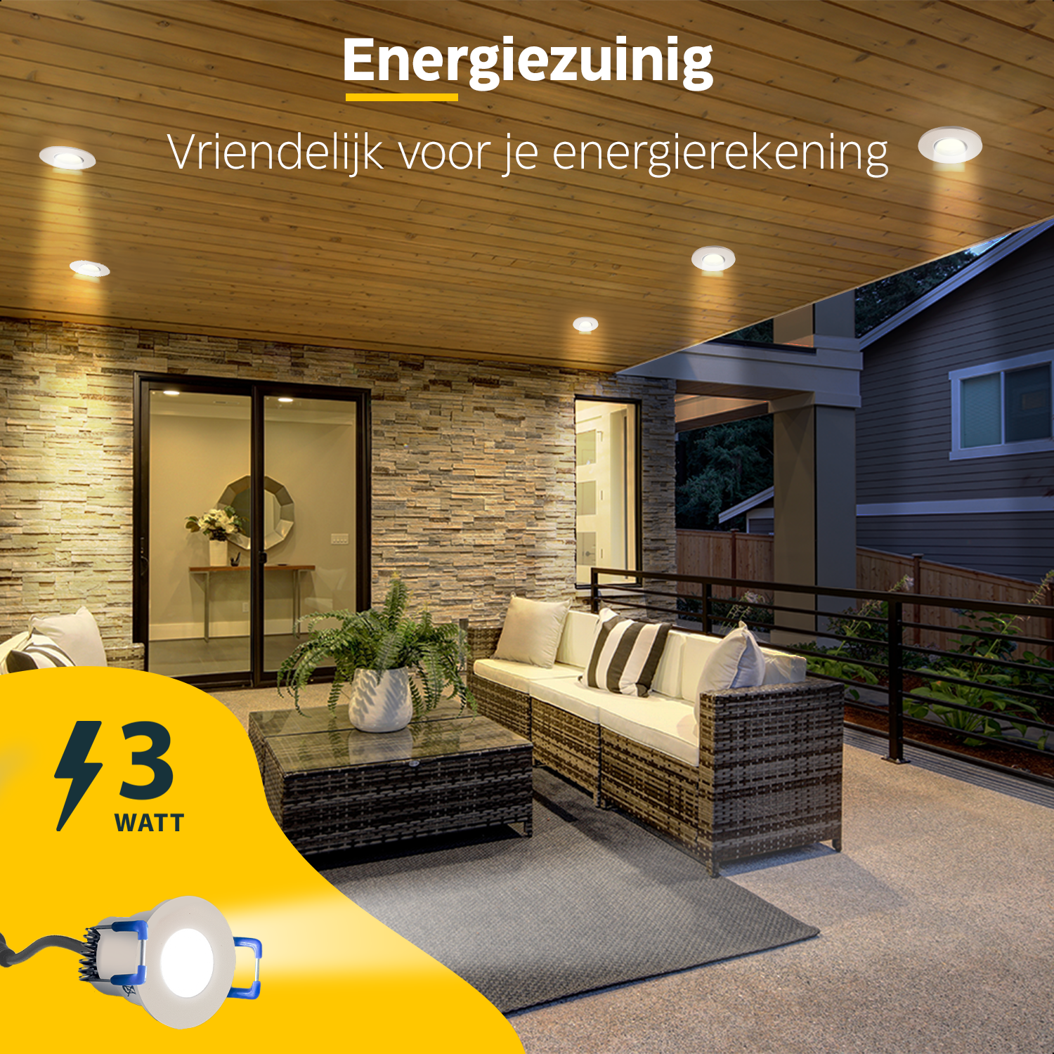 LED Inbouwspots veranda & overkapping - Warm wit 2700K - Dimbaar - Set 4 tot 12 stuks - TrueLED Compact White