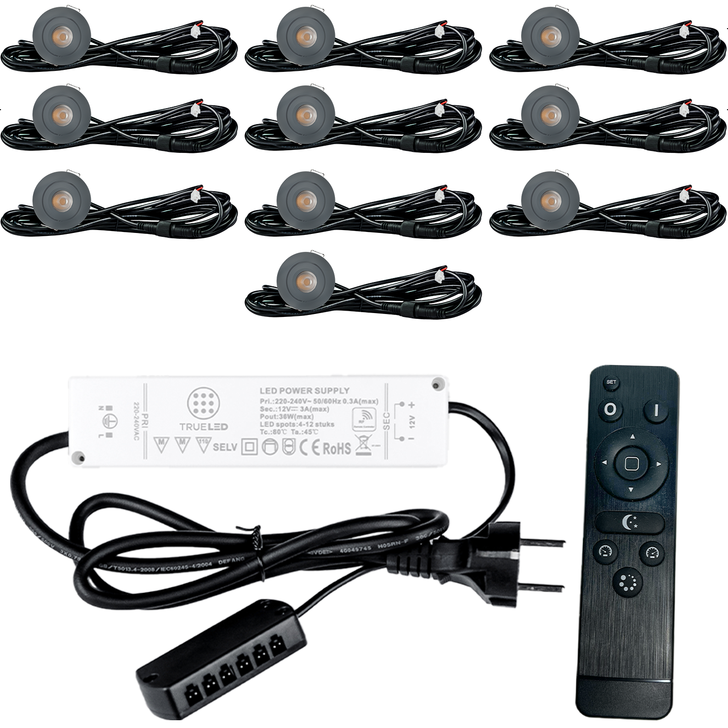 LED Inbouwspots veranda & overkapping - Kantelbaar - Warm wit 2700K - Dimbaar - Set 4 tot 12 stuks - TrueLED Grand Gray