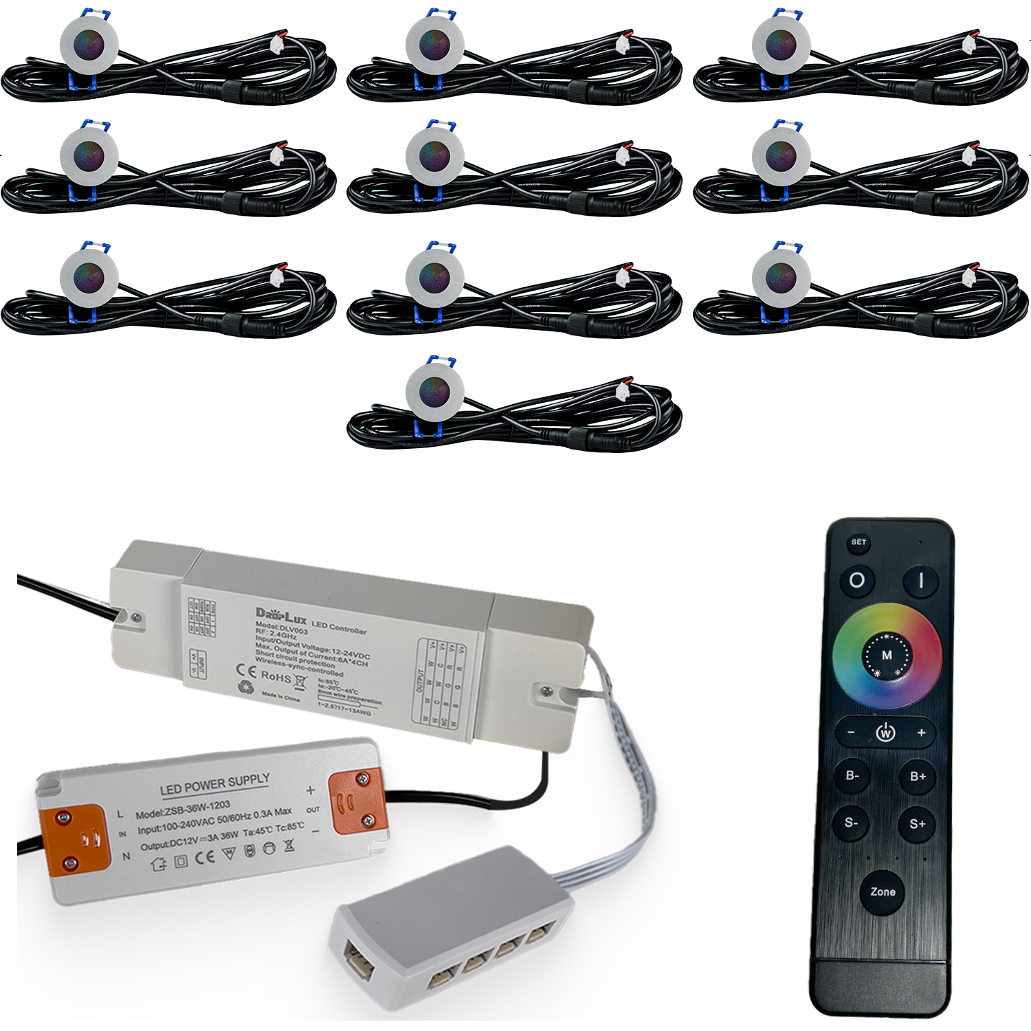 LED Inbouwspots veranda & overkapping - RGB - Dimbaar - Set 4 tot 9 stuks - TrueLED Compact Silver