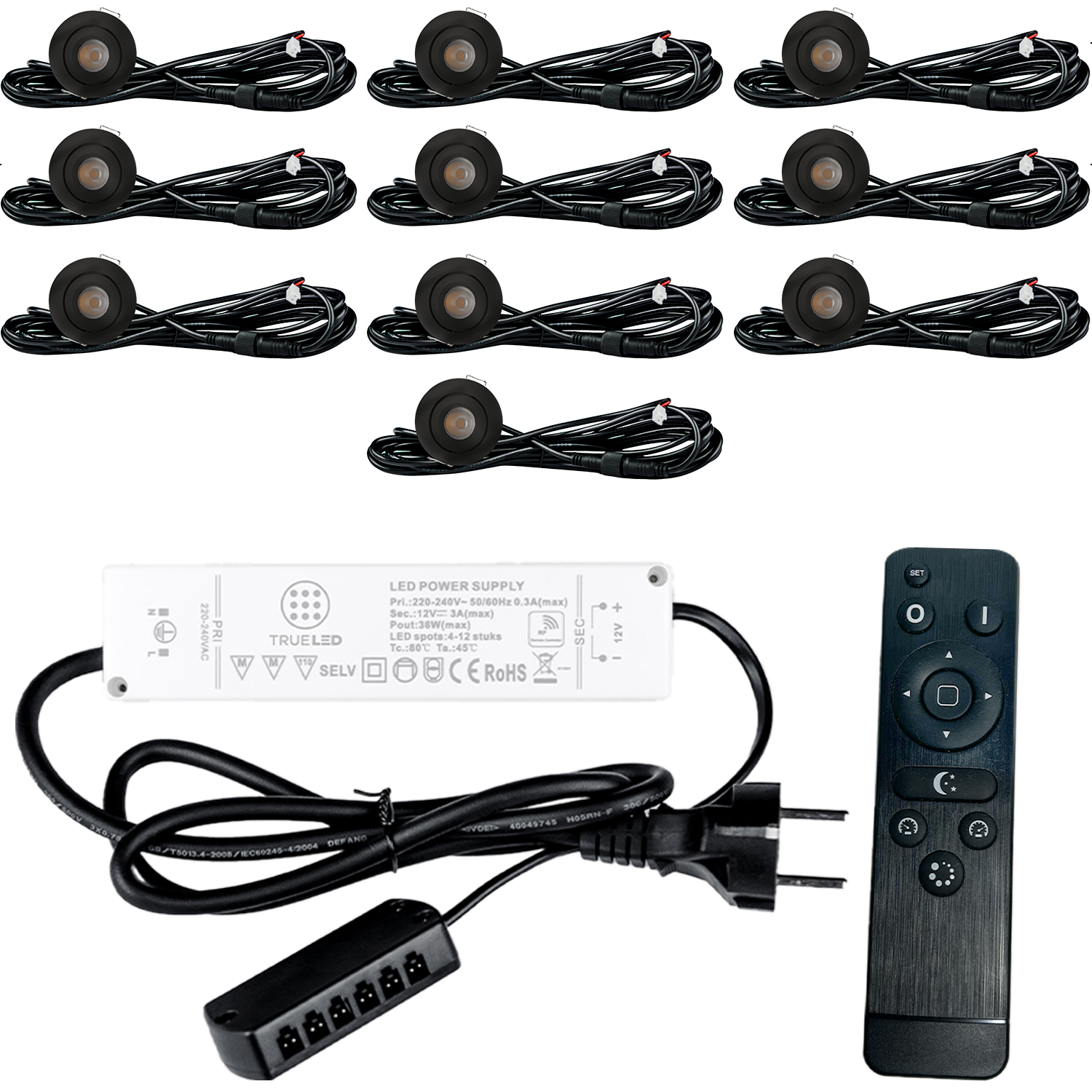 LED Inbouwspots veranda & overkapping - Kantelbaar - Warm wit 2700K - Dimbaar - Set 4 tot 12 stuks - TrueLED Grand Black