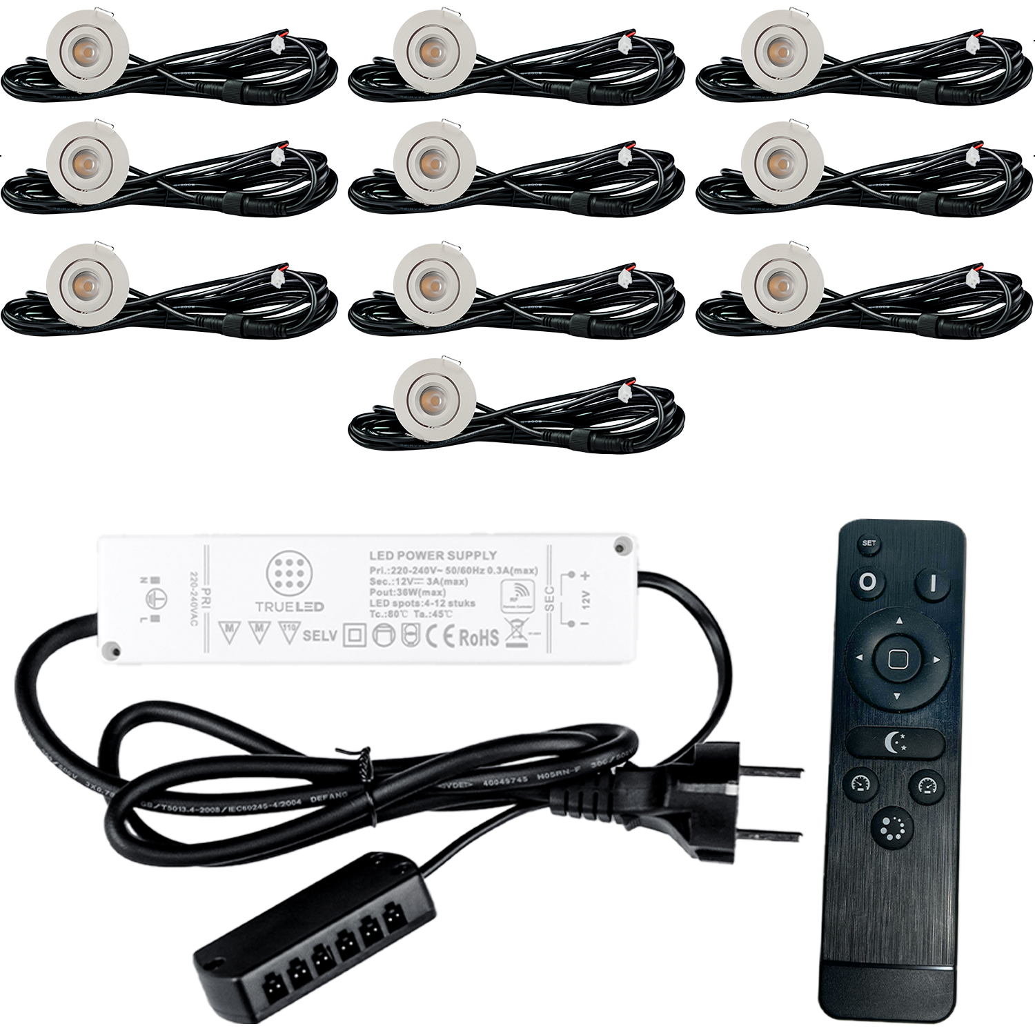 LED Inbouwspots veranda & overkapping - Kantelbaar - Warm wit 2700K - Dimbaar - Set 4 tot 12 stuks - TrueLED Grand White