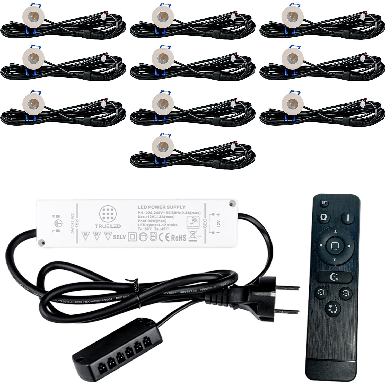 LED Inbouwspots veranda & overkapping - Warm wit 2700K - Dimbaar - Set 4 tot 12 stuks - TrueLED Compact White