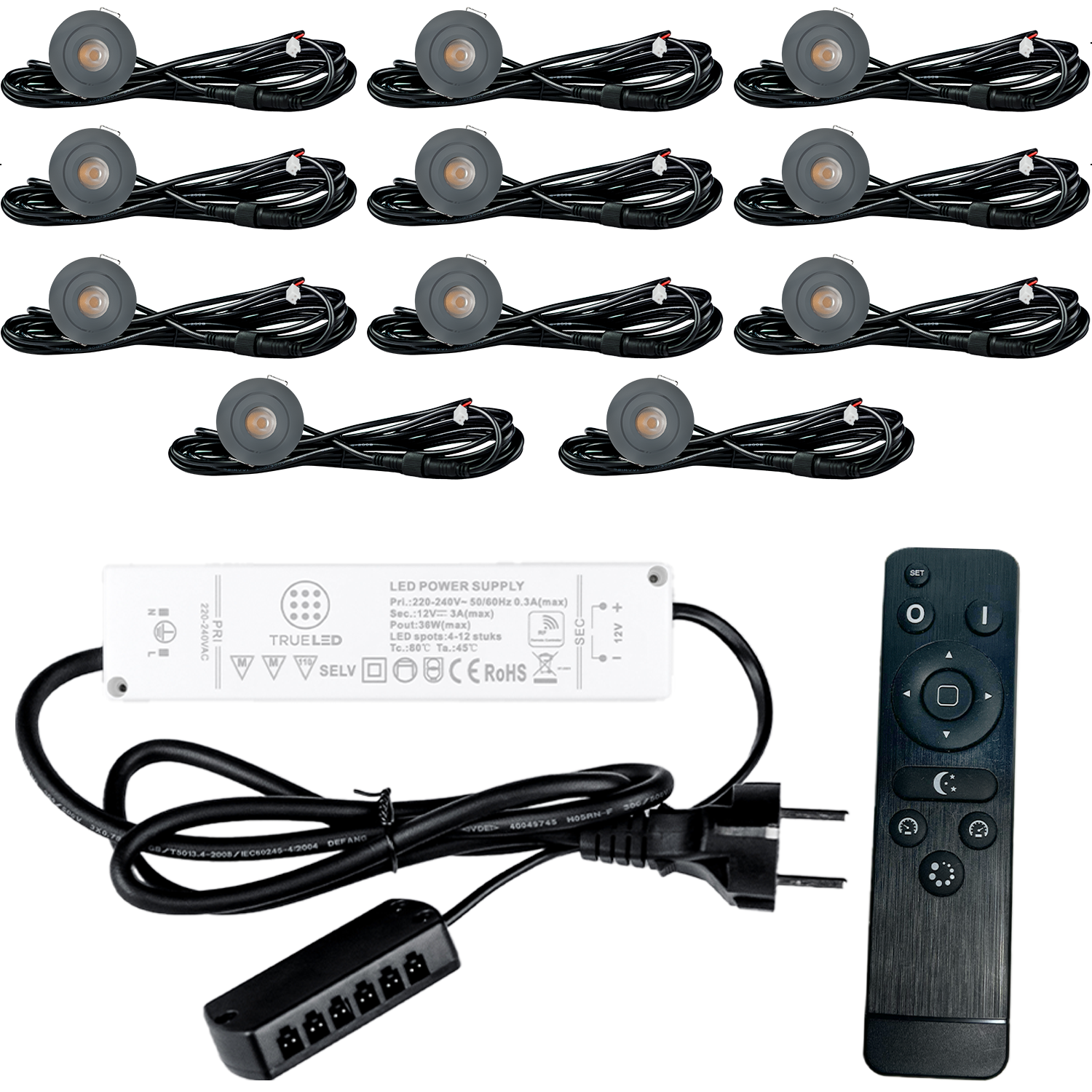 LED Inbouwspots veranda & overkapping - Kantelbaar - Warm wit 2700K - Dimbaar - Set 4 tot 12 stuks - TrueLED Grand Gray