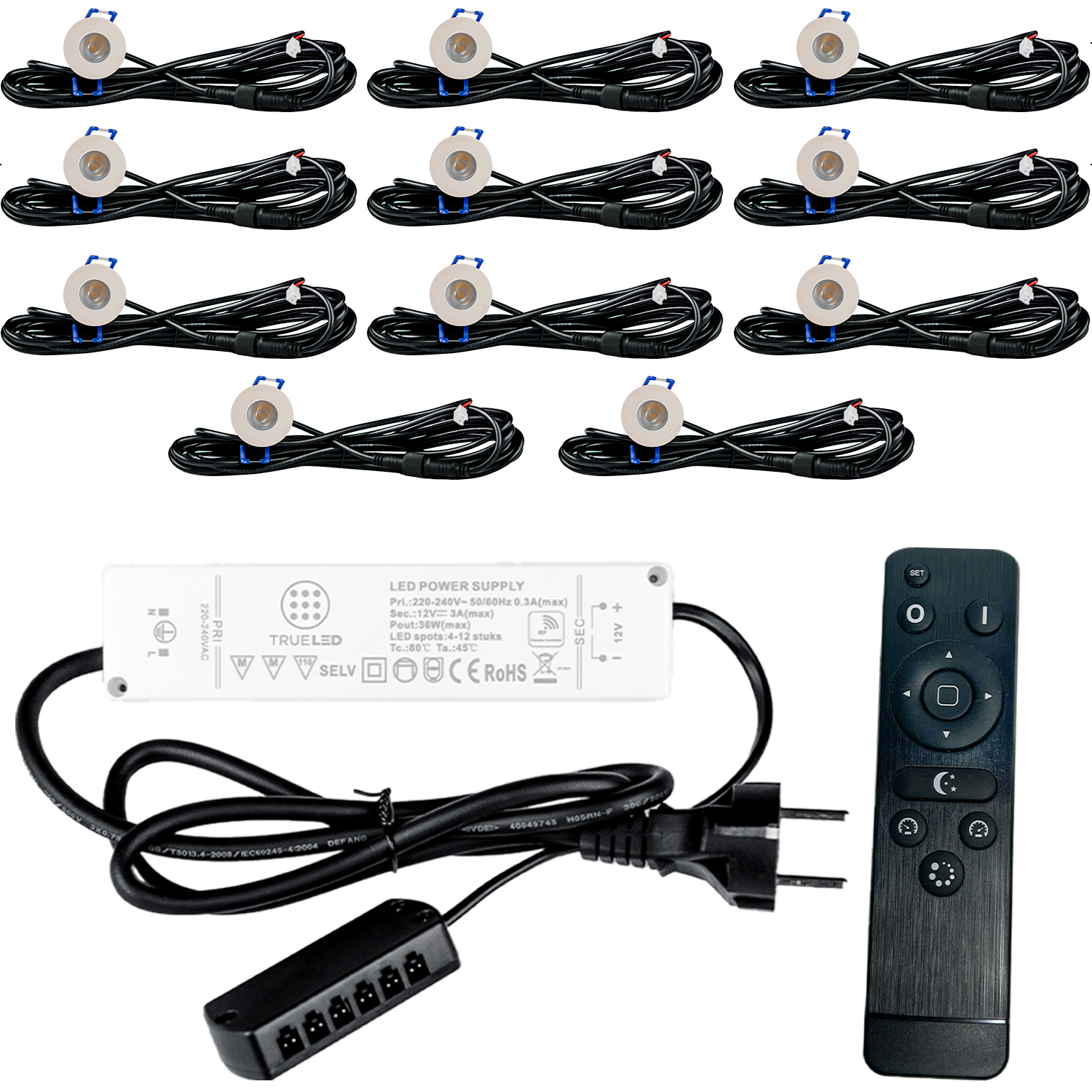 LED Inbouwspots veranda & overkapping - Warm wit 2700K - Dimbaar - Set 4 tot 12 stuks - TrueLED Compact White