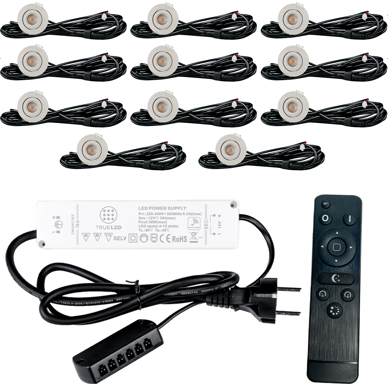 LED Inbouwspots veranda & overkapping - Kantelbaar - Warm wit 2700K - Dimbaar - Set 4 tot 12 stuks - TrueLED Grand White