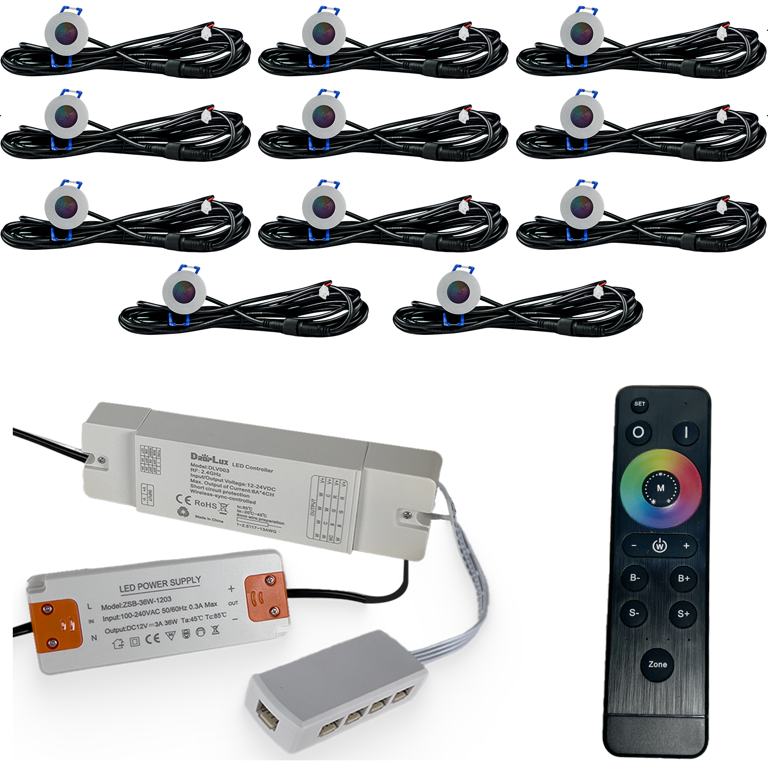LED Inbouwspots veranda & overkapping - RGB - Dimbaar - Set 4 tot 9 stuks - TrueLED Compact Silver