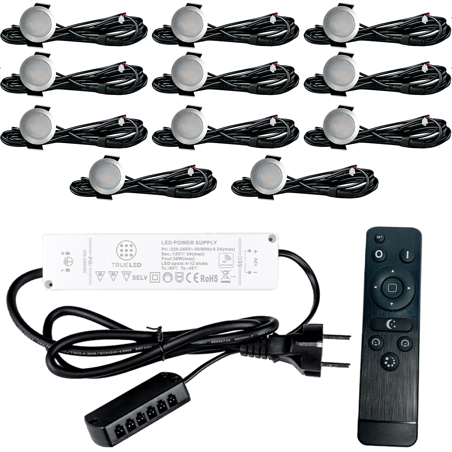LED Inbouwspots veranda & overkapping - Warm wit 2700K - Dimbaar - Set 4 tot 12 stuks - TrueLED Prestige Silver