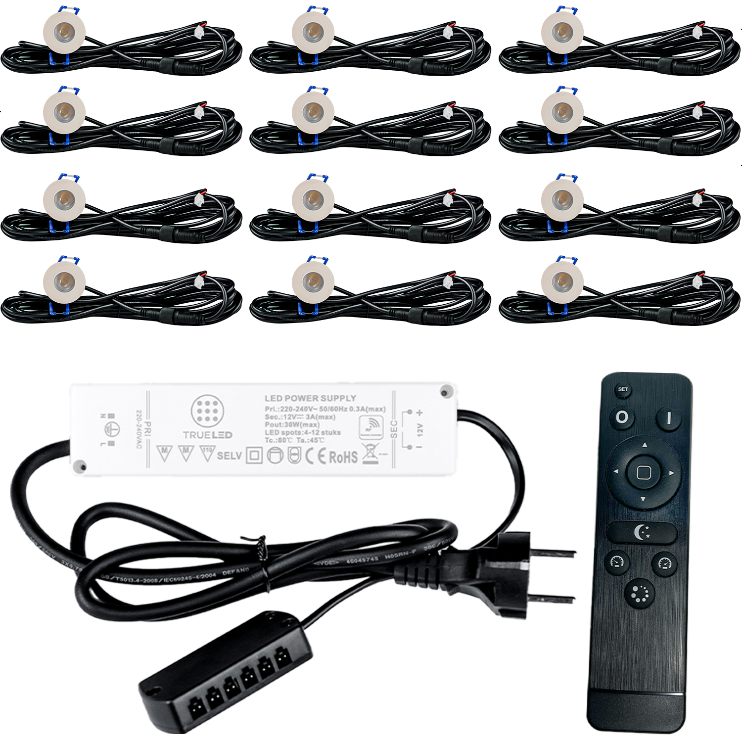 LED Inbouwspots veranda & overkapping - Warm wit 2700K - Dimbaar - Set 4 tot 12 stuks - TrueLED Compact White