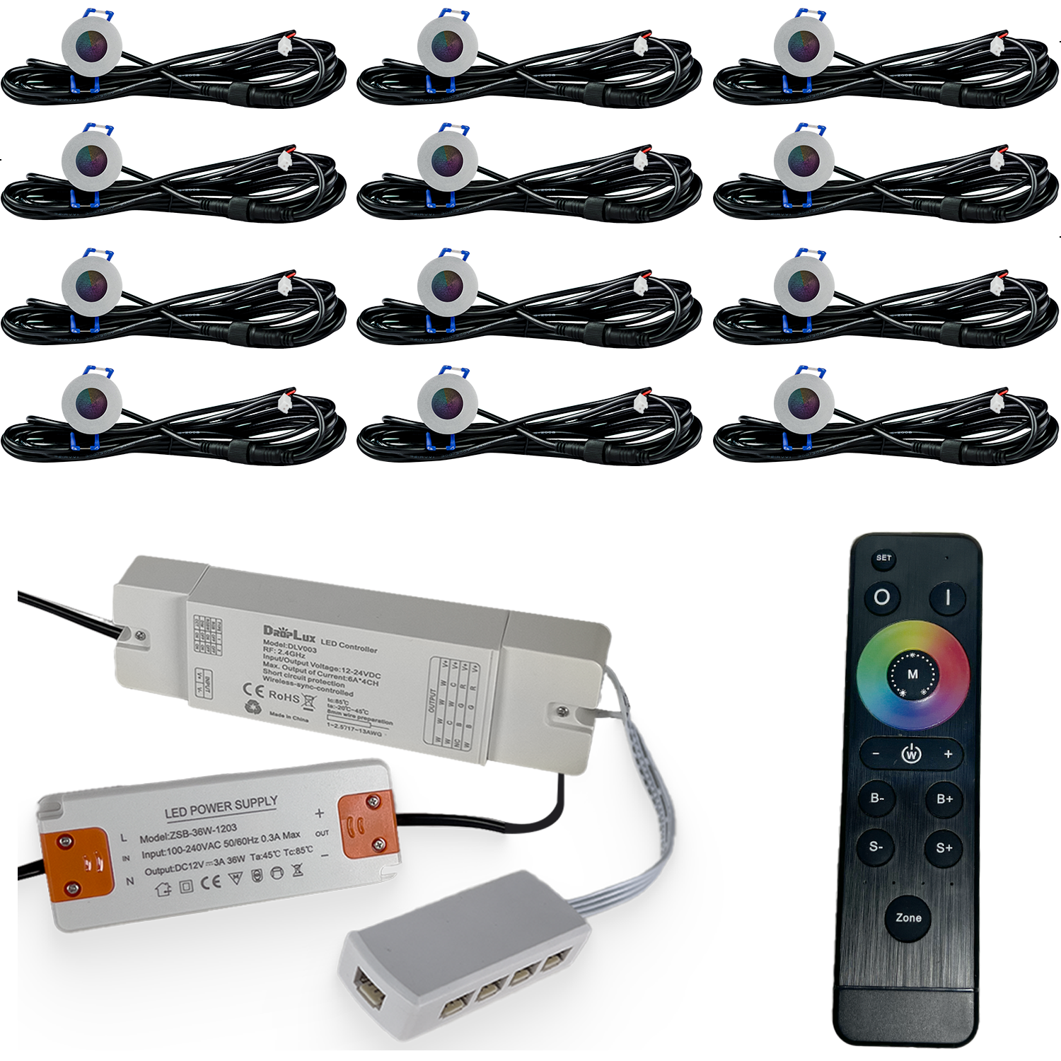 LED Inbouwspots veranda & overkapping - RGB - Dimbaar - Set 4 tot 9 stuks - TrueLED Compact Silver