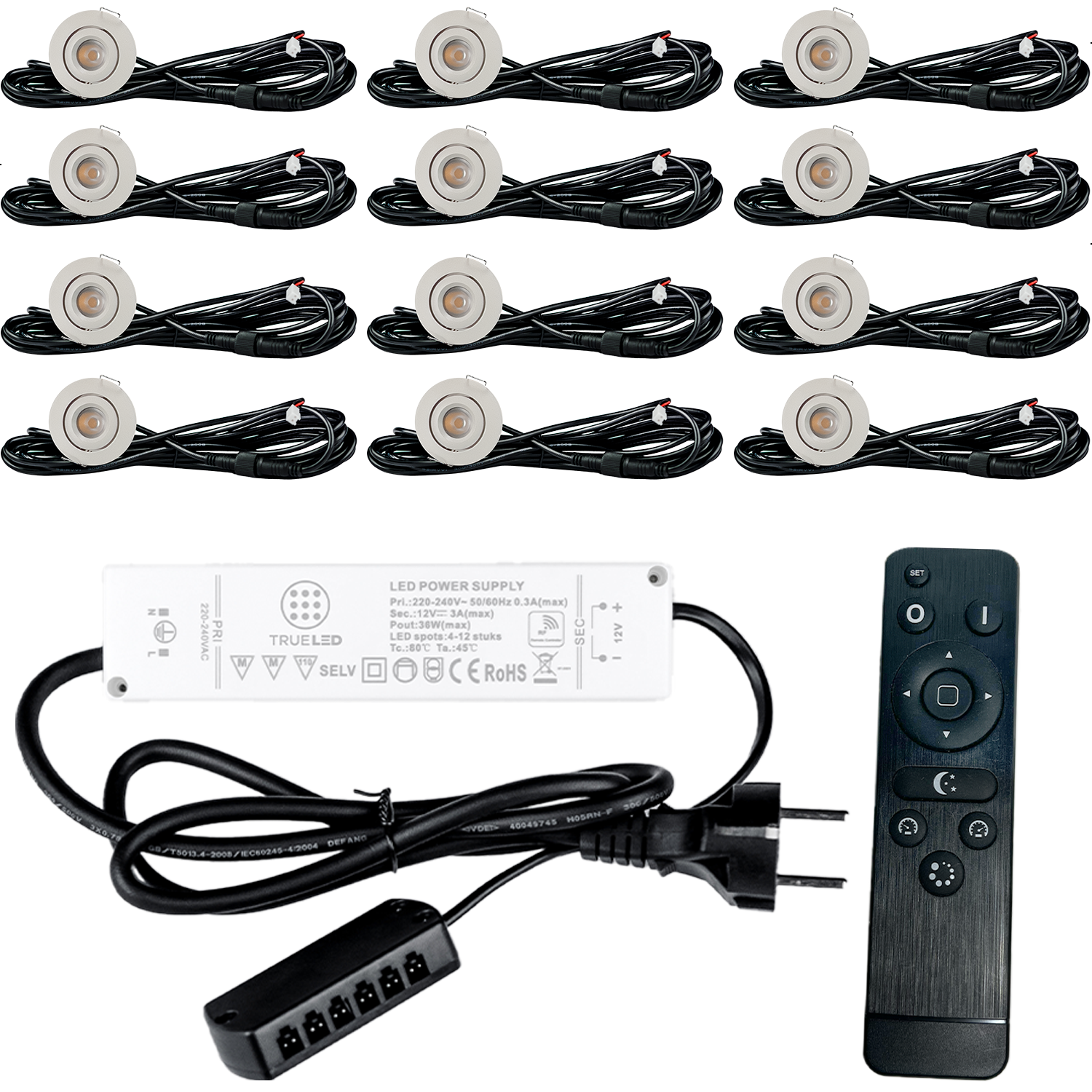 LED Inbouwspots veranda & overkapping - Kantelbaar - Warm wit 2700K - Dimbaar - Set 4 tot 12 stuks - TrueLED Grand White