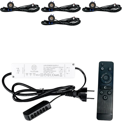 LED Inbouwspots veranda & overkapping - Warm wit 2700K - Dimbaar - Set 4 tot 12 stuks - TrueLED Compact Black
