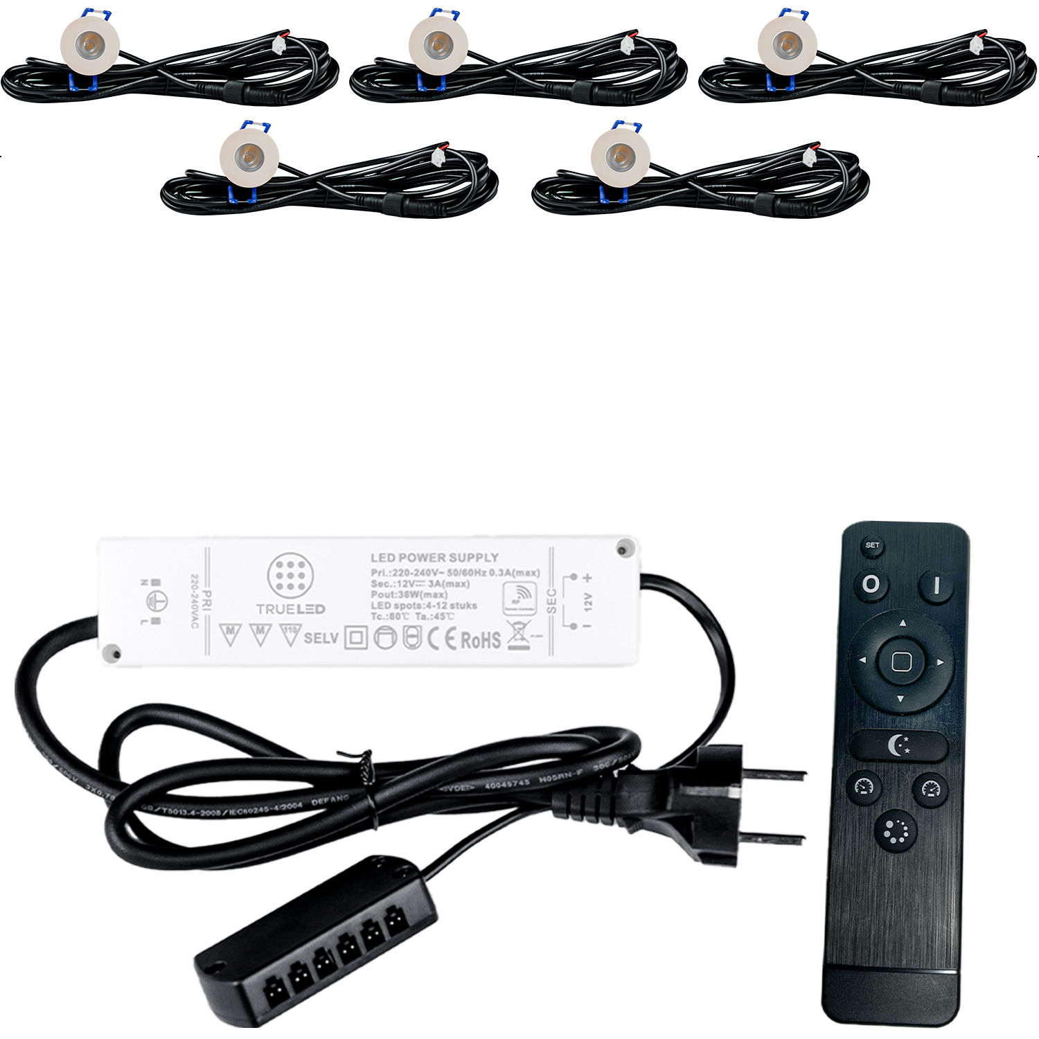 LED Inbouwspots veranda & overkapping - Warm wit 2700K - Dimbaar - Set 4 tot 12 stuks - TrueLED Compact White