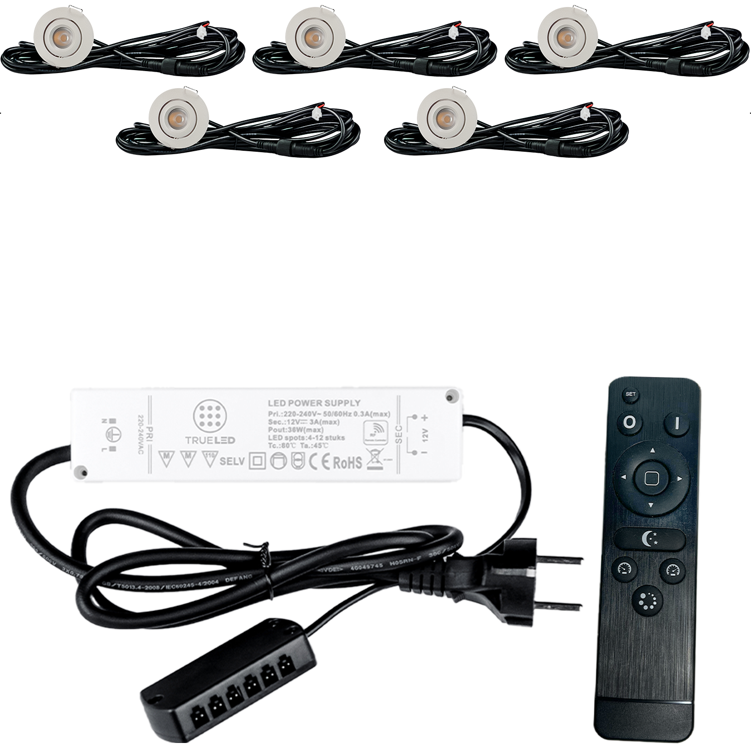 LED Inbouwspots veranda & overkapping - Kantelbaar - Warm wit 2700K - Dimbaar - Set 4 tot 12 stuks - TrueLED Grand White