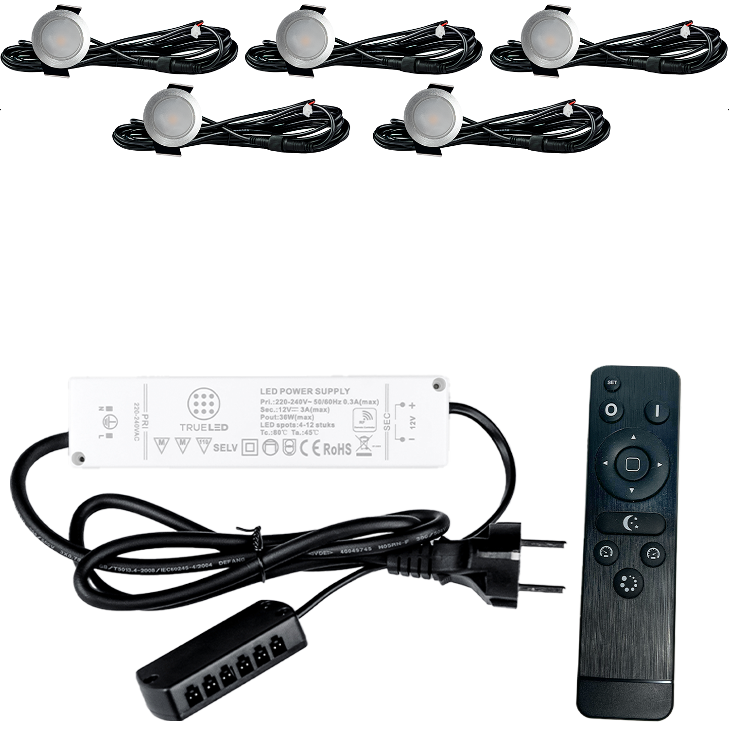 LED Inbouwspots veranda & overkapping - Warm wit 2700K - Dimbaar - Set 4 tot 12 stuks - TrueLED Prestige Silver