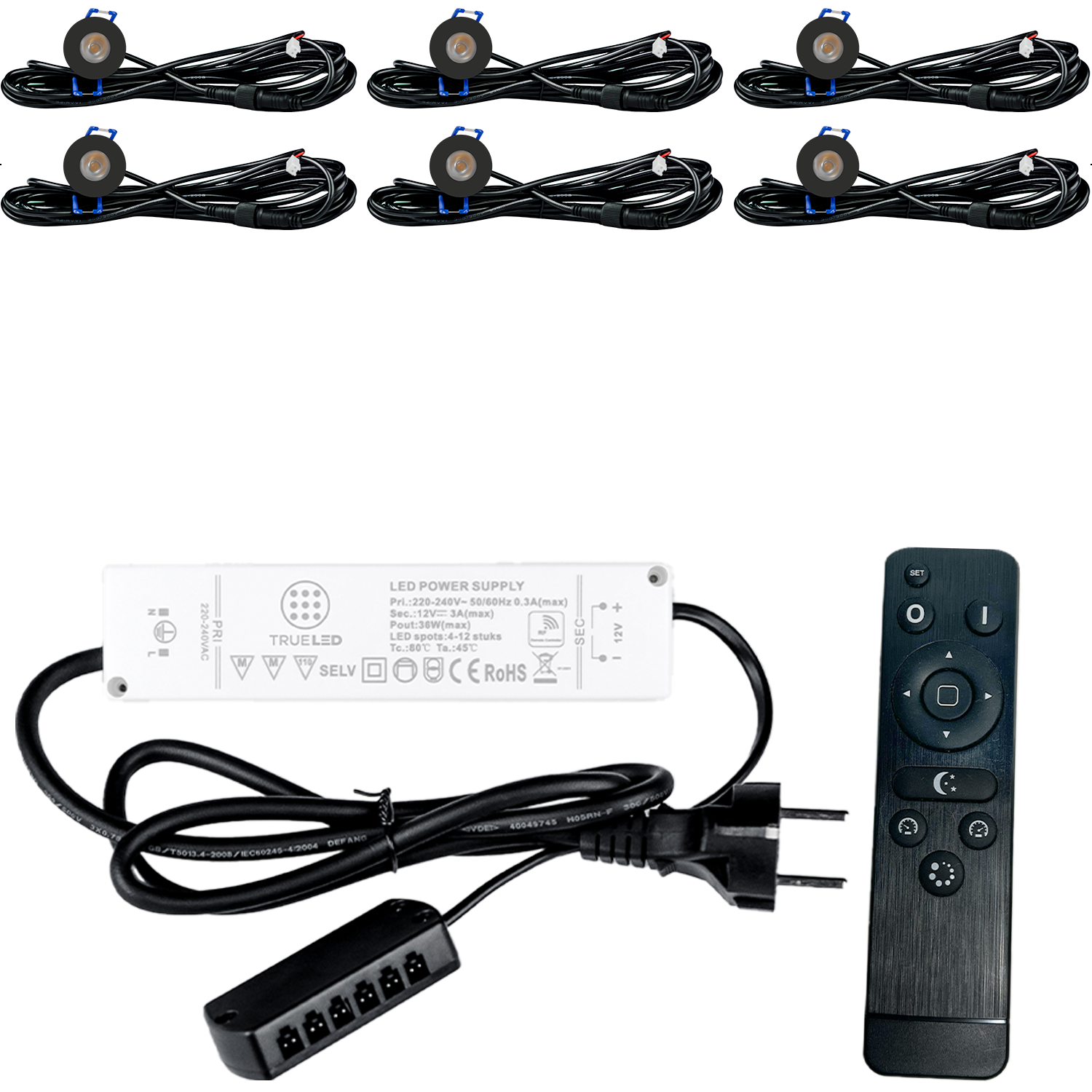 LED Inbouwspots veranda & overkapping - Warm wit 2700K - Dimbaar - Set 4 tot 12 stuks - TrueLED Compact Black