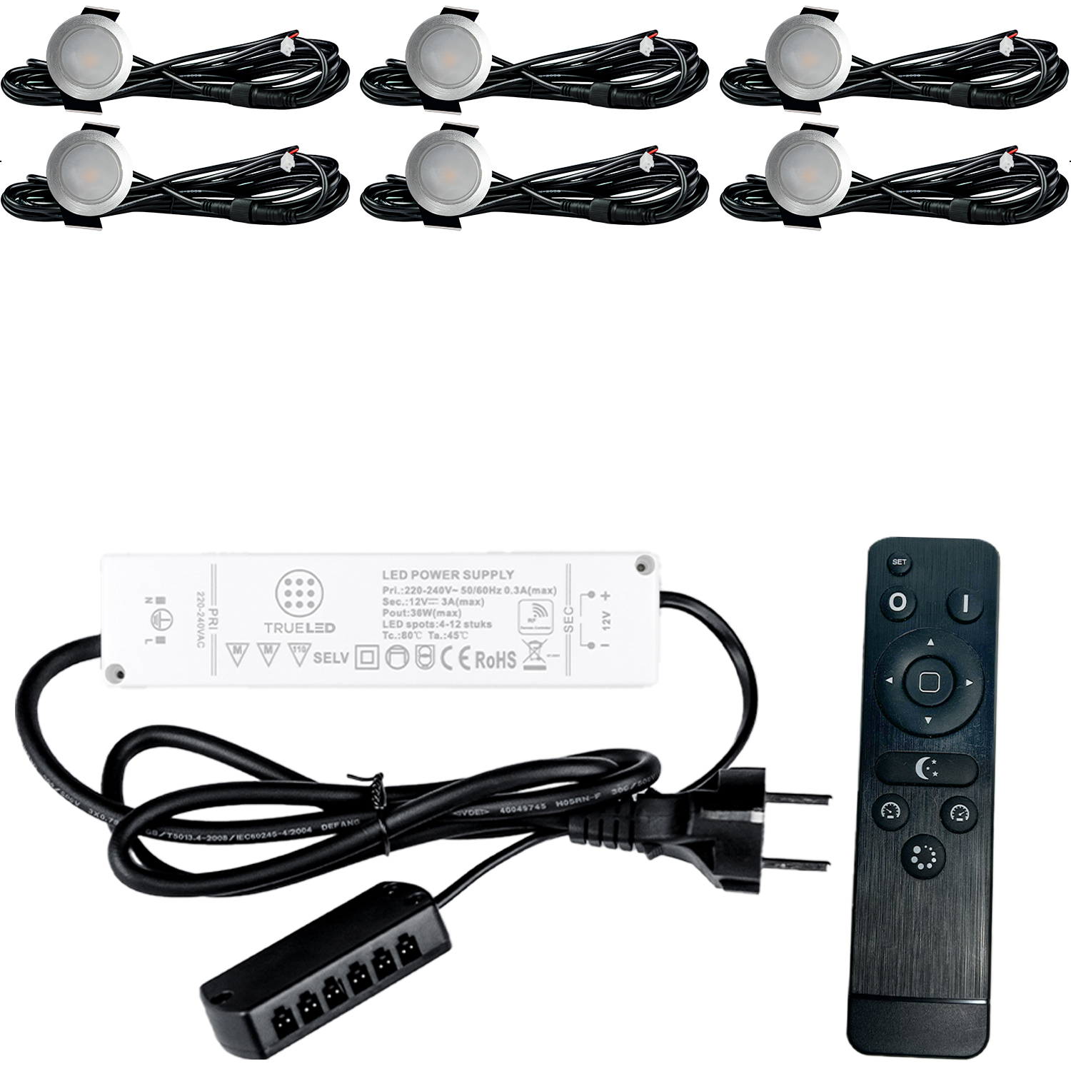 LED Inbouwspots veranda & overkapping - Warm wit 2700K - Dimbaar - Set 4 tot 12 stuks - TrueLED Prestige Silver