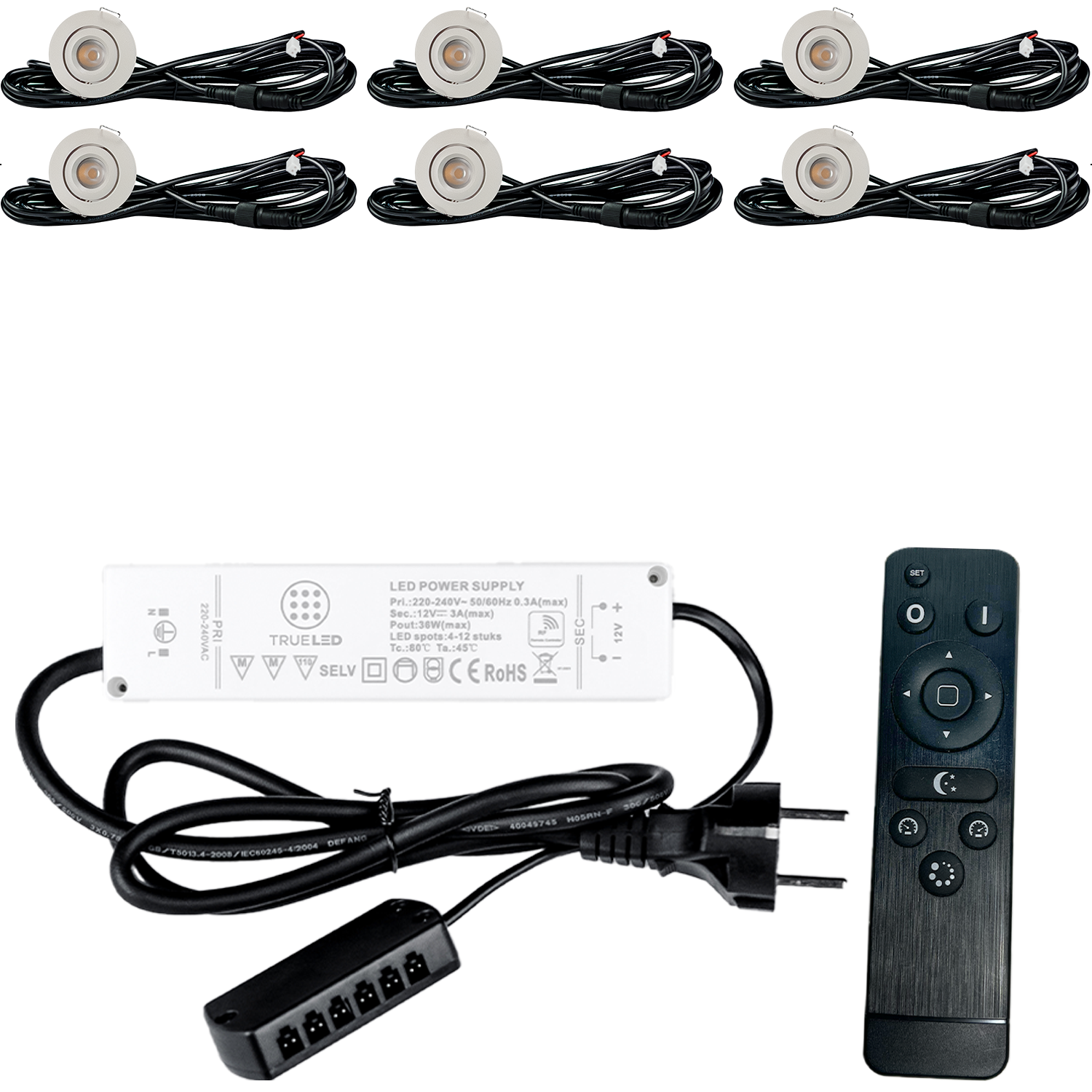 LED Inbouwspots veranda & overkapping - Kantelbaar - Warm wit 2700K - Dimbaar - Set 4 tot 12 stuks - TrueLED Grand White
