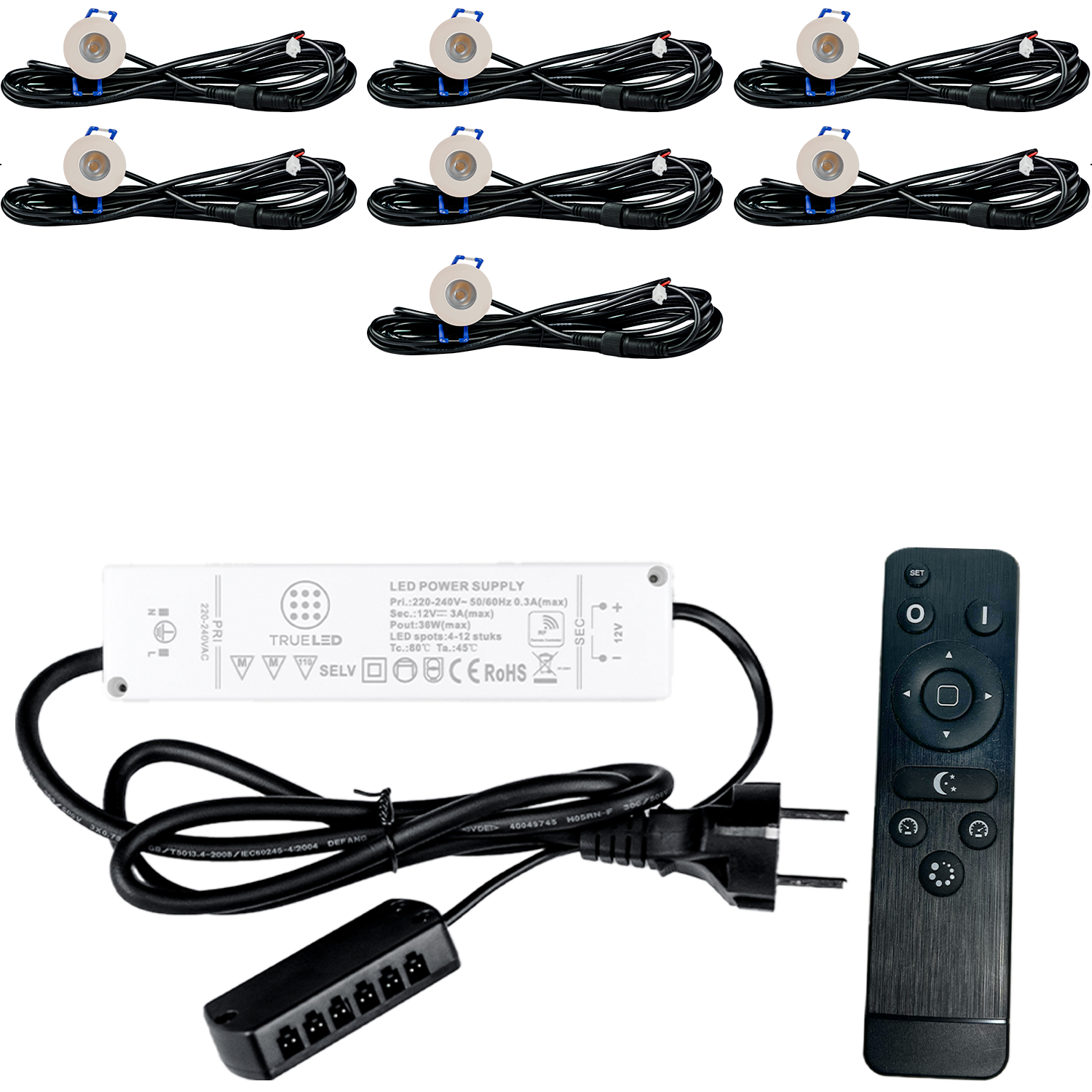 LED Inbouwspots veranda & overkapping - Warm wit 2700K - Dimbaar - Set 4 tot 12 stuks - TrueLED Compact White