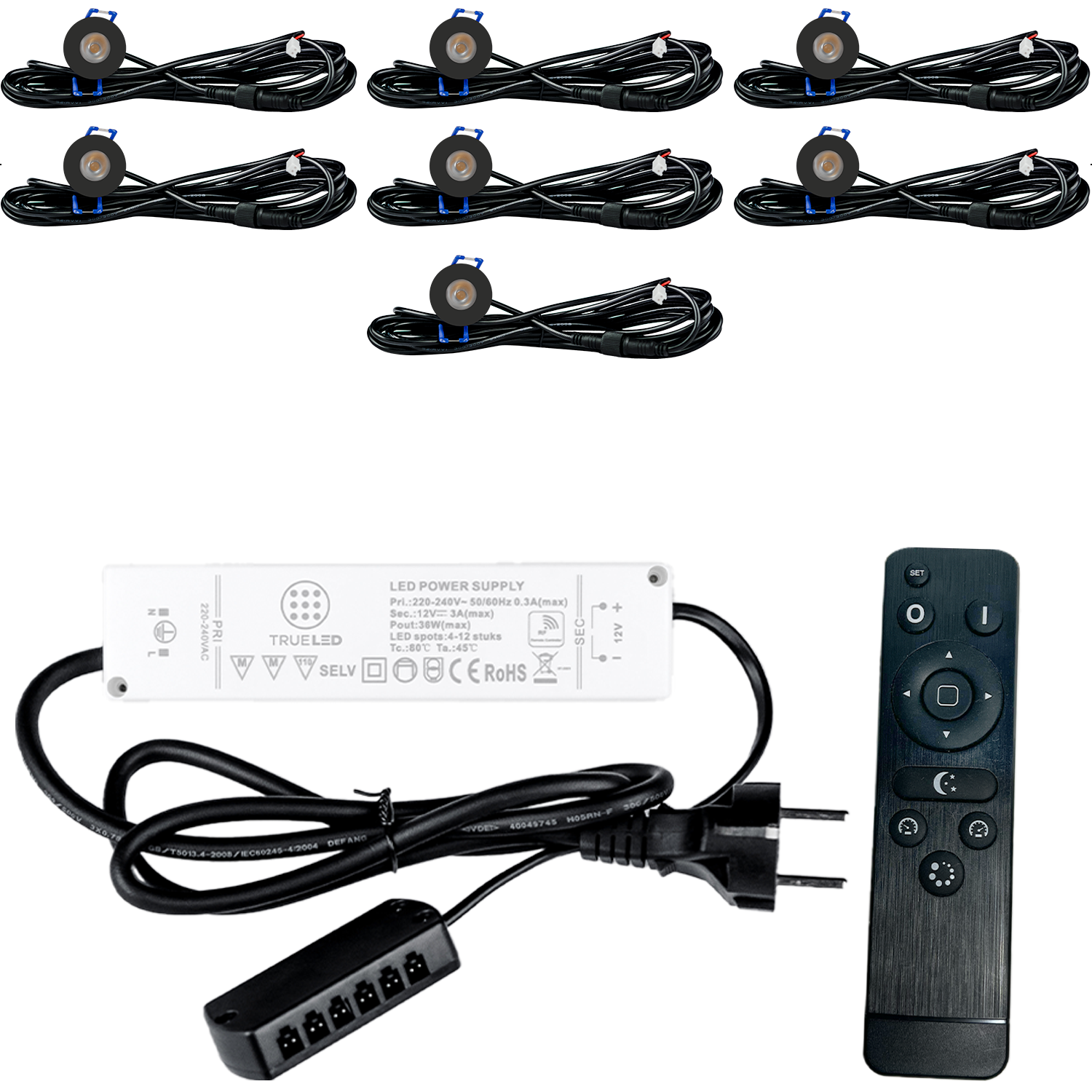 LED Inbouwspots veranda & overkapping - Warm wit 2700K - Dimbaar - Set 4 tot 12 stuks - TrueLED Compact Black