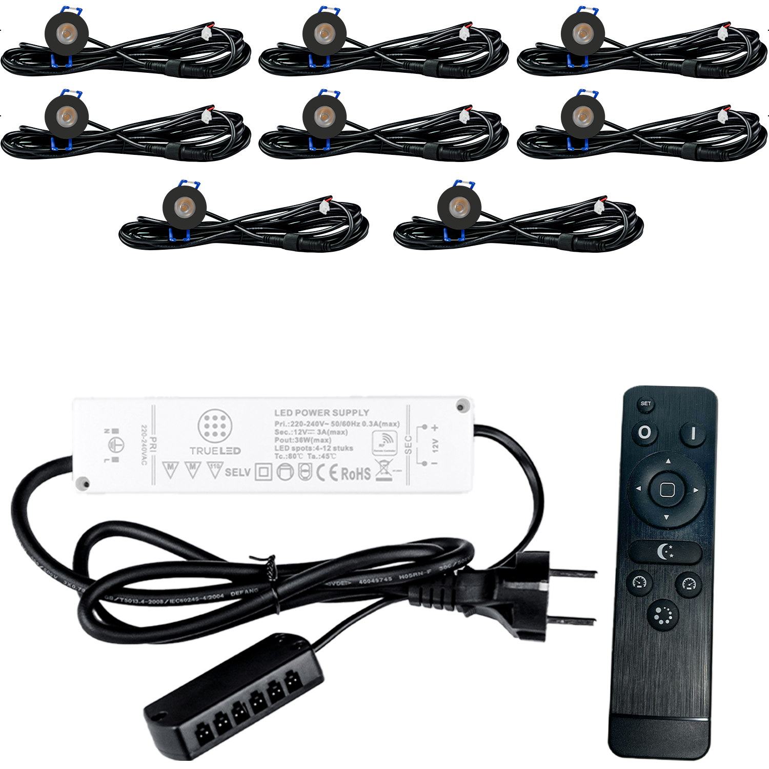 LED Inbouwspots veranda & overkapping - Warm wit 2700K - Dimbaar - Set 4 tot 12 stuks - TrueLED Compact Black