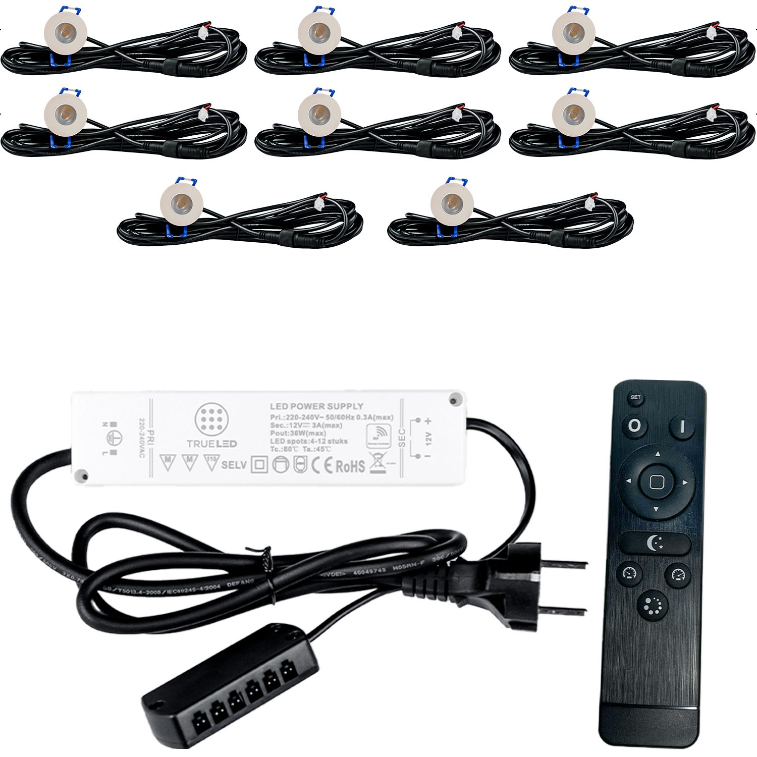LED Inbouwspots veranda & overkapping - Warm wit 2700K - Dimbaar - Set 4 tot 12 stuks - TrueLED Compact White