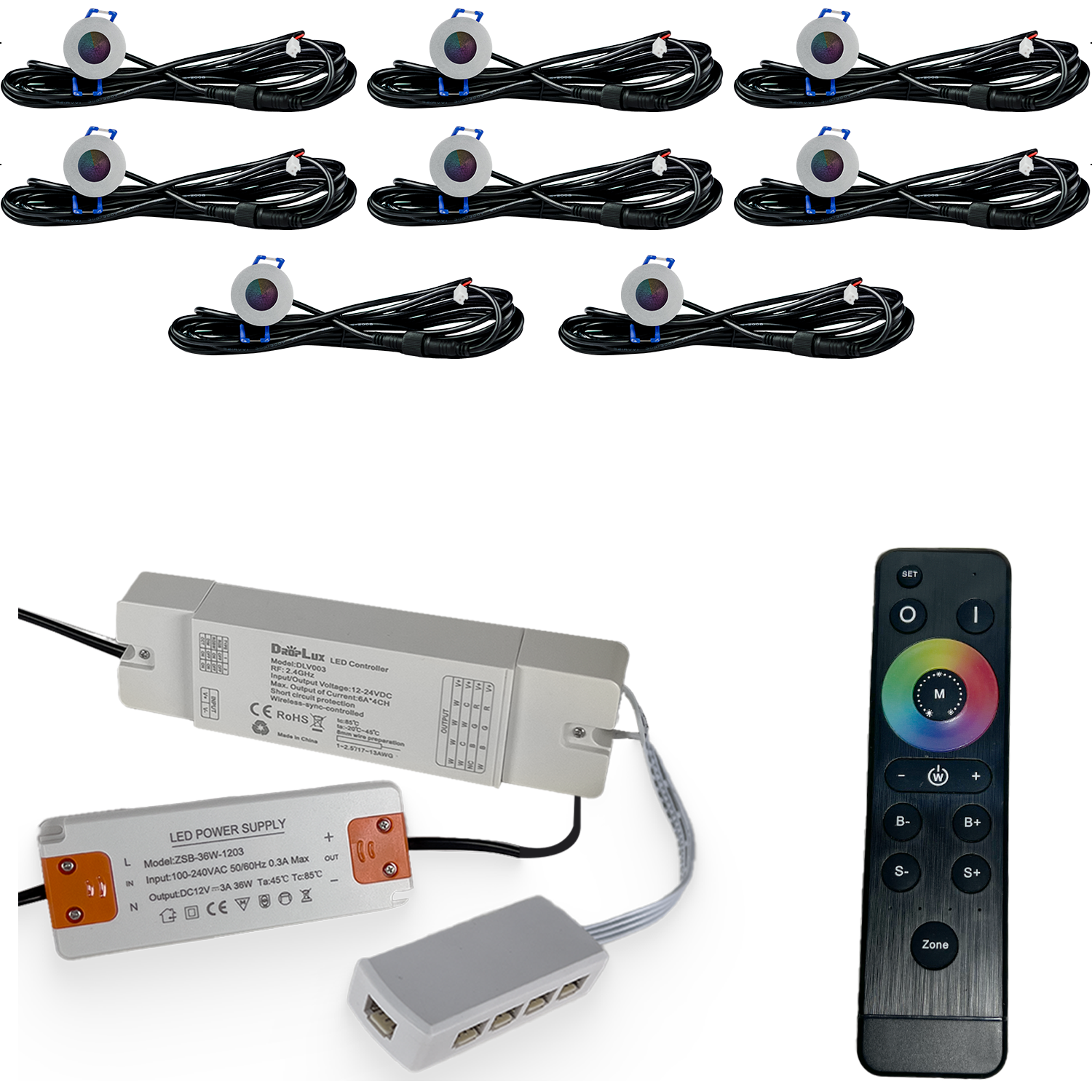 LED Inbouwspots veranda & overkapping - RGB - Dimbaar - Set 4 tot 9 stuks - TrueLED Compact Silver