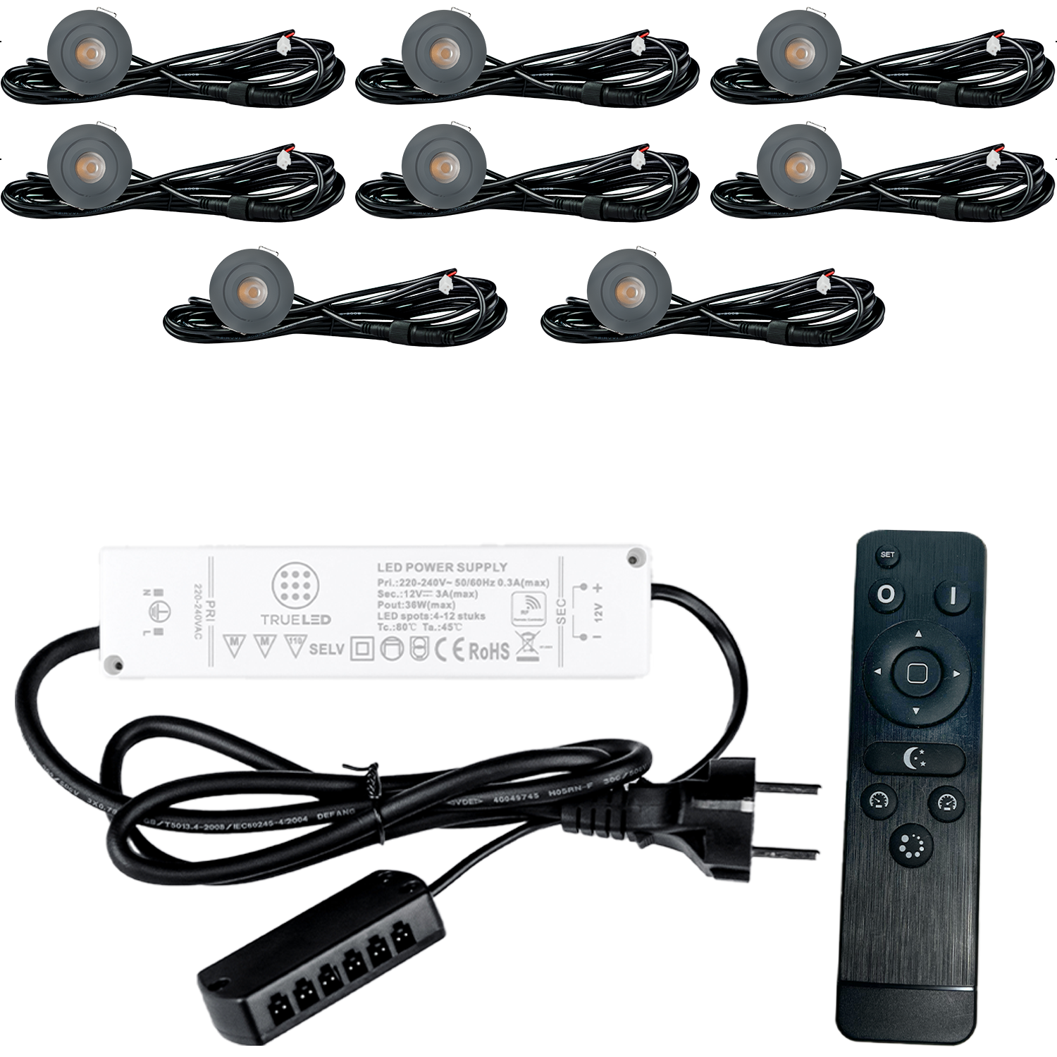 LED Inbouwspots veranda & overkapping - Kantelbaar - Warm wit 2700K - Dimbaar - Set 4 tot 12 stuks - TrueLED Grand Gray