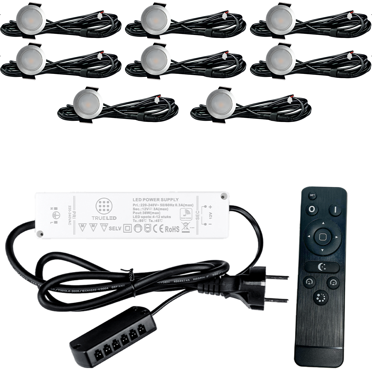 LED Inbouwspots veranda & overkapping - Warm wit 2700K - Dimbaar - Set 4 tot 12 stuks - TrueLED Prestige Silver