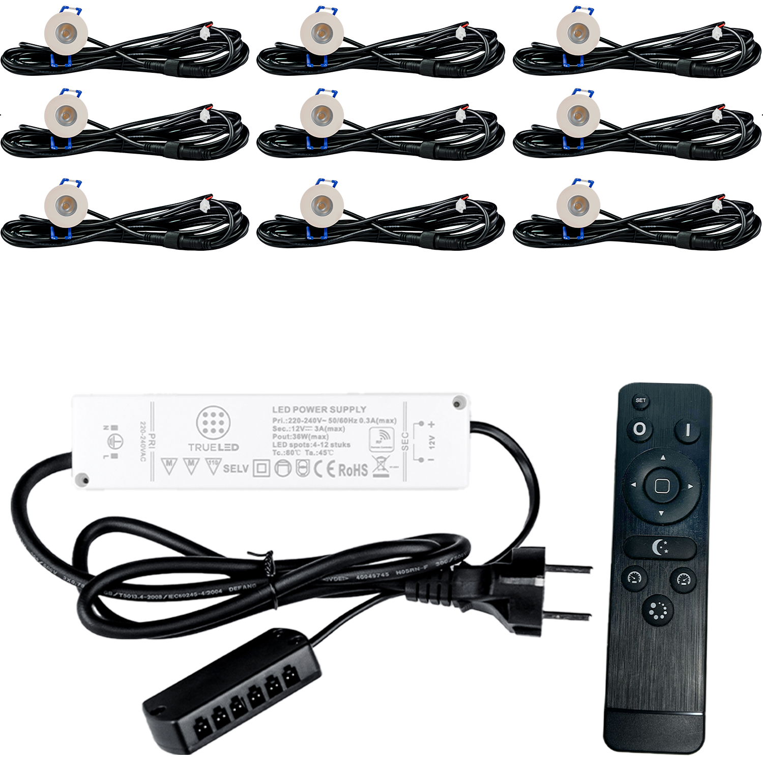 LED Inbouwspots veranda & overkapping - Warm wit 2700K - Dimbaar - Set 4 tot 12 stuks - TrueLED Compact White