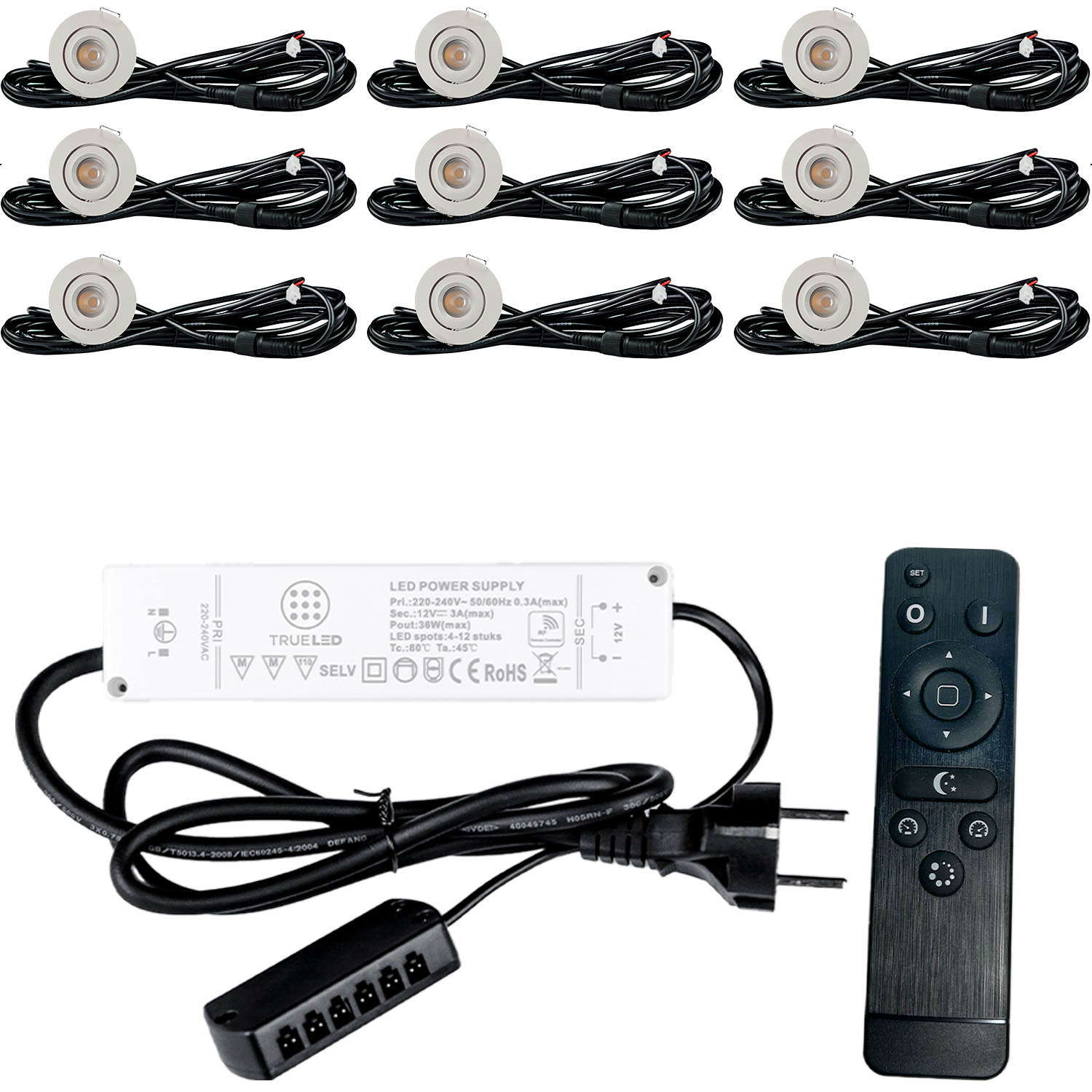 LED Inbouwspots veranda & overkapping - Kantelbaar - Warm wit 2700K - Dimbaar - Set 4 tot 12 stuks - TrueLED Grand White