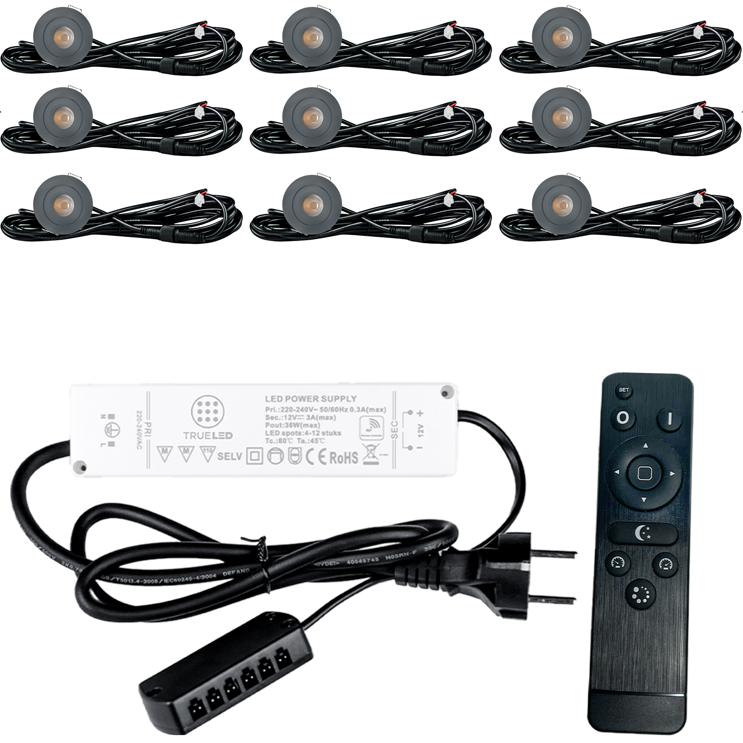 LED Inbouwspots veranda & overkapping - Kantelbaar - Warm wit 2700K - Dimbaar - Set 4 tot 12 stuks - TrueLED Grand Gray
