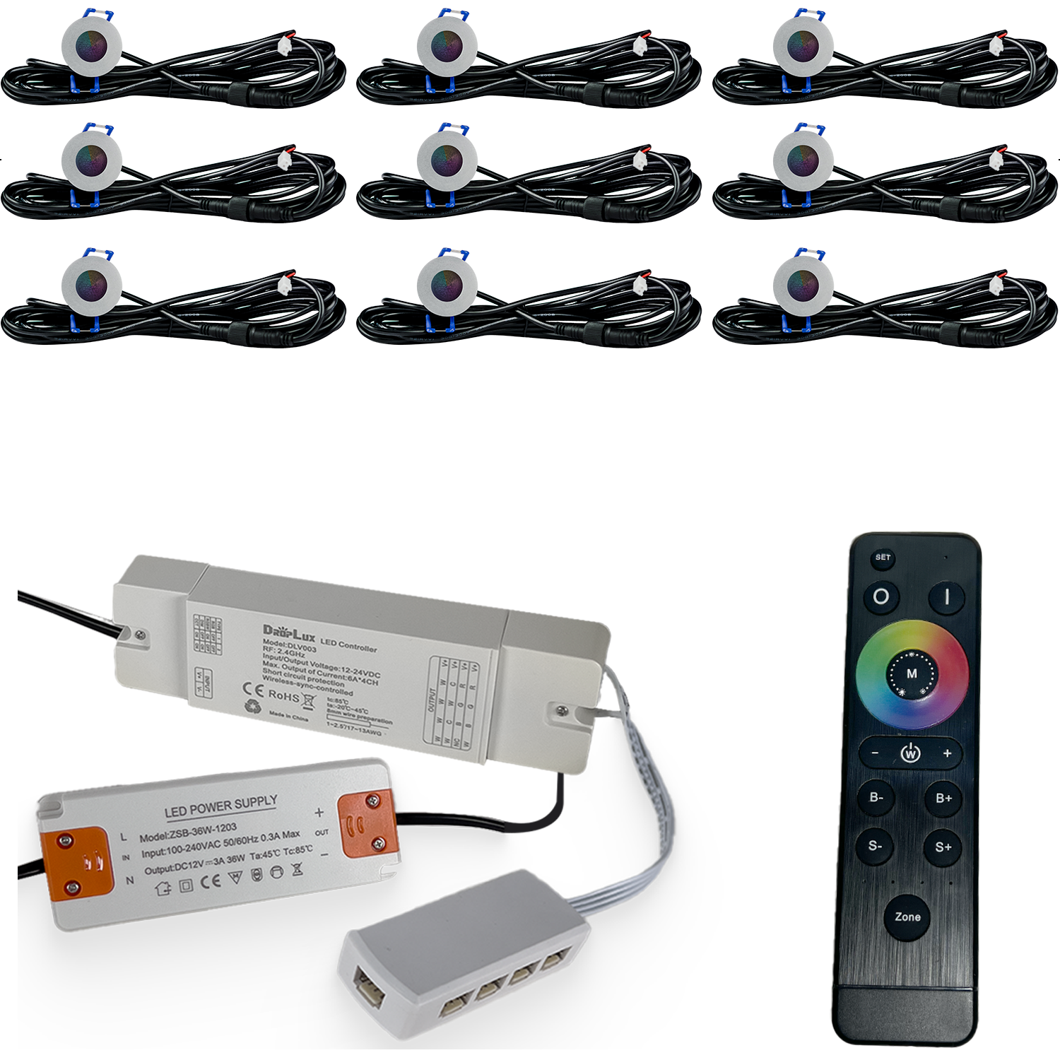 LED Inbouwspots veranda & overkapping - RGB - Dimbaar - Set 4 tot 9 stuks - TrueLED Compact Silver