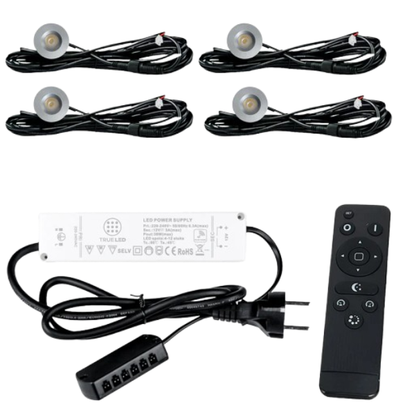 LED Opbouwspots veranda & overkapping - Warm wit 2700K - Dimbaar - Set 4 tot 12 stuks - TrueLED Royal Silver