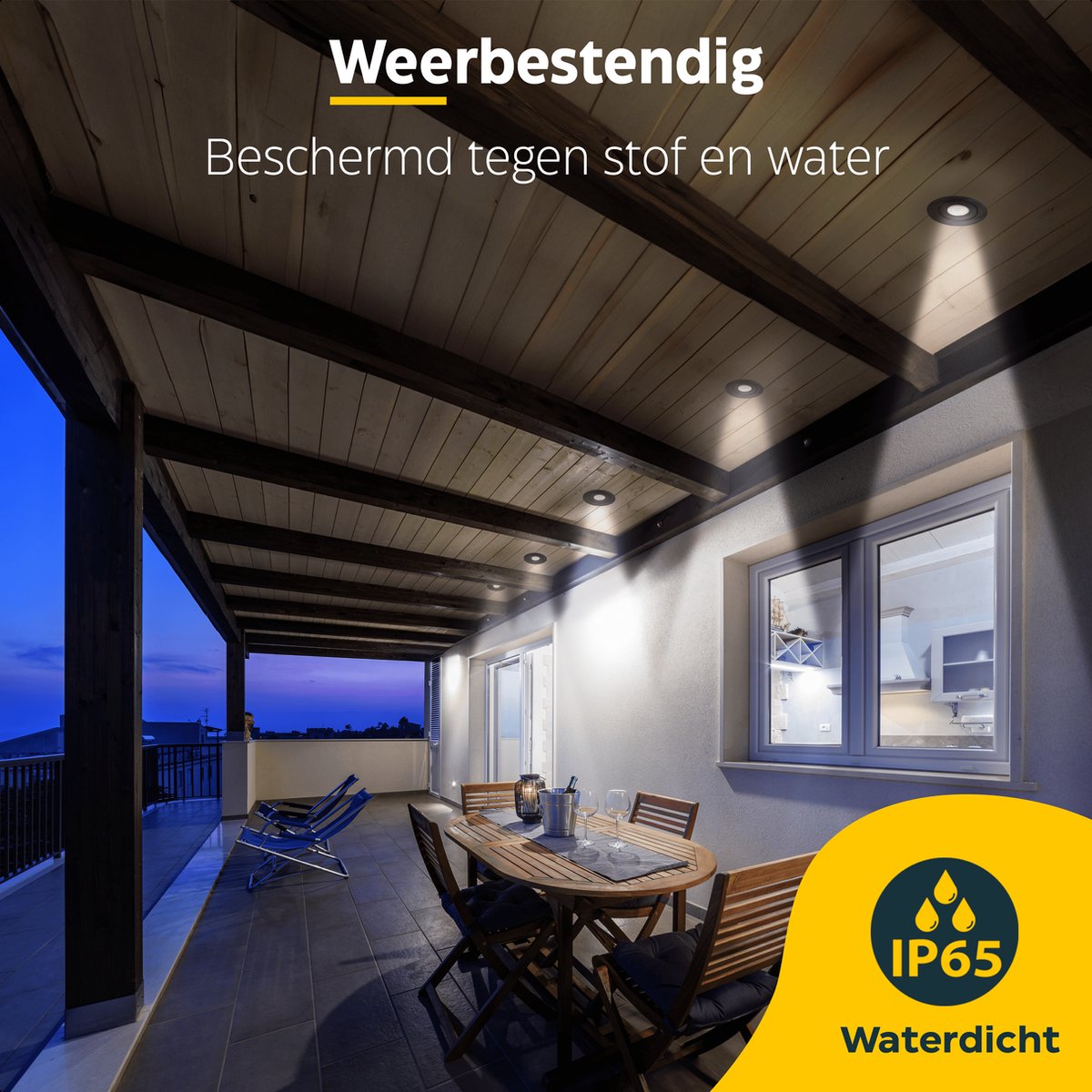 LED Inbouwspots veranda & overkapping - Kantelbaar - Warm wit 2700K - Dimbaar - Set 4 tot 12 stuks - TrueLED Grand Black