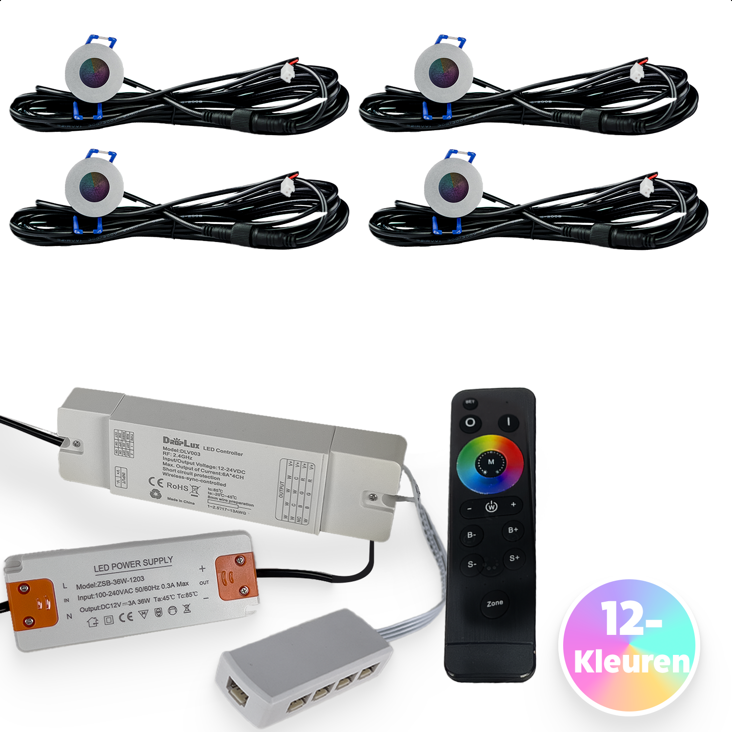 TrueLED Compact RGB Silver - Inbouwspots voor veranda en overkapping - Set van 4 tot 9 stuks