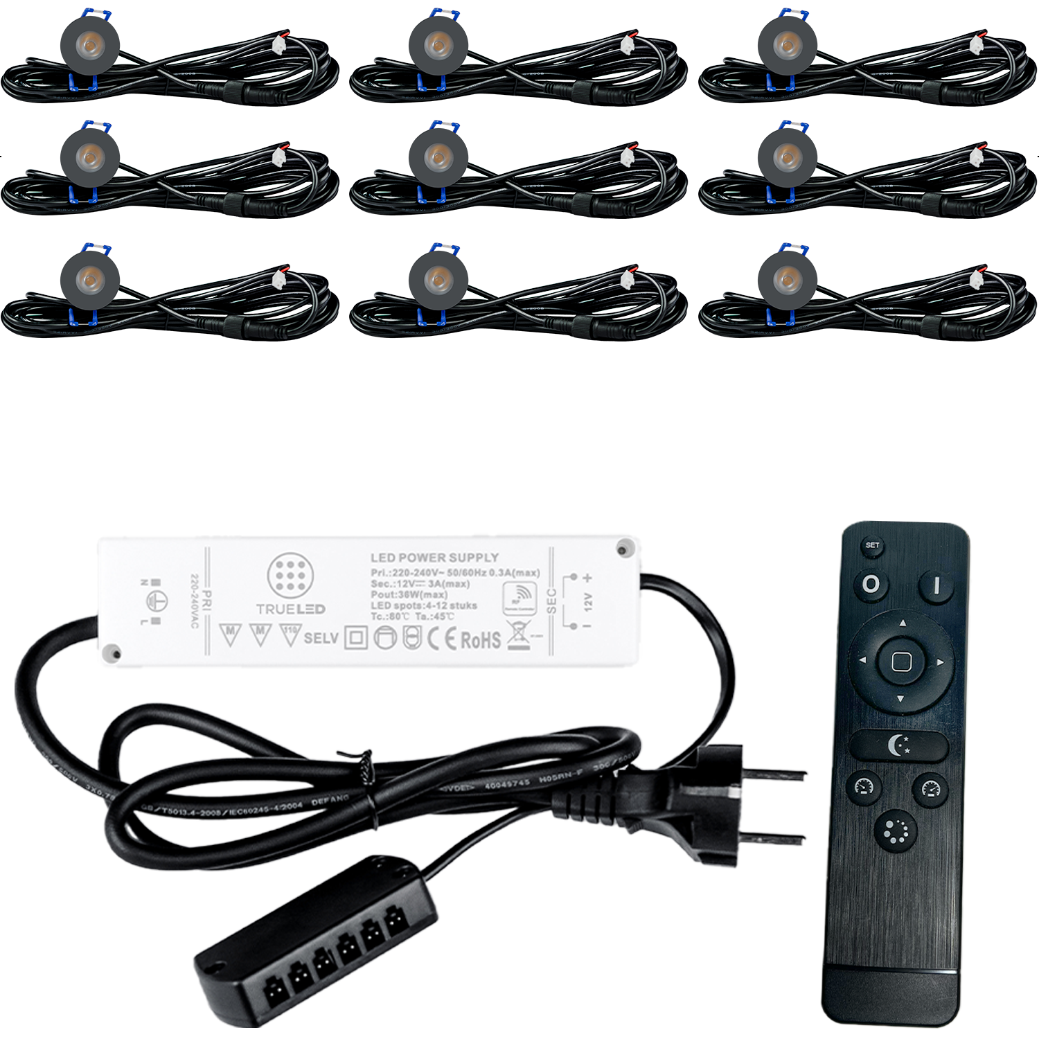 LED Inbouwspots veranda & overkapping - Warm wit 2700K - Dimbaar - Set 4 tot 12 stuks - TrueLED Compact Gray