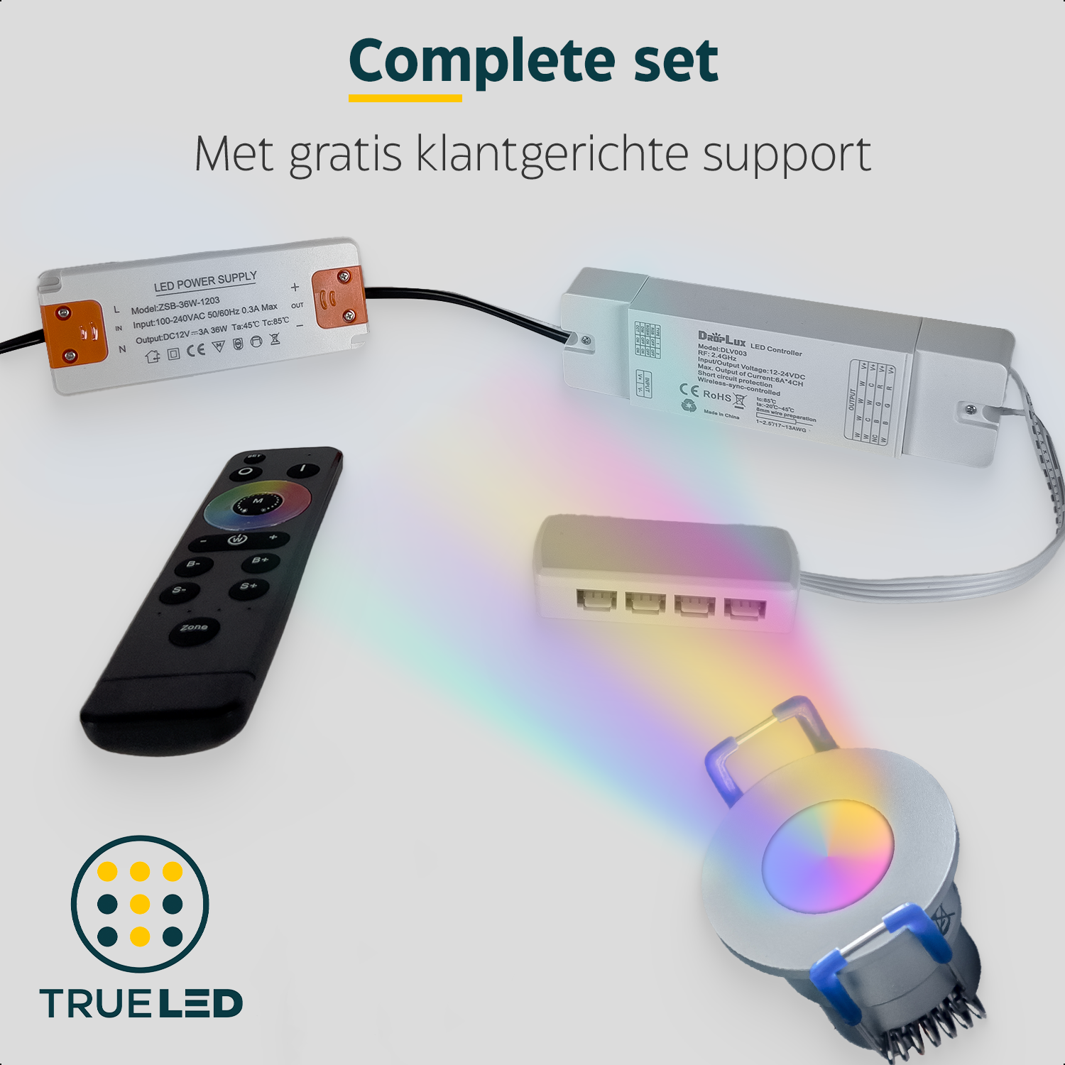 LED Inbouwspots veranda & overkapping - RGB - Dimbaar - Set 4 tot 12 stuks - TrueLED Compact Silver