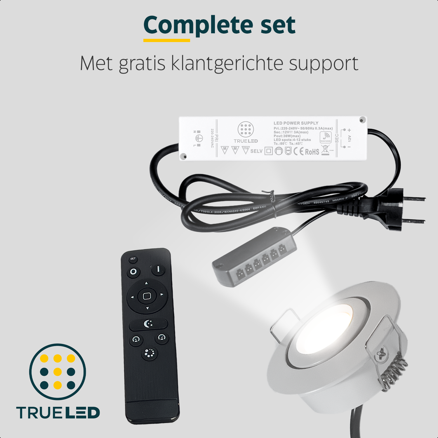 LED Inbouwspots veranda & overkapping - Kantelbaar - Warm wit 2700K - Dimbaar - Set 4 tot 12 stuks - TrueLED Grand White