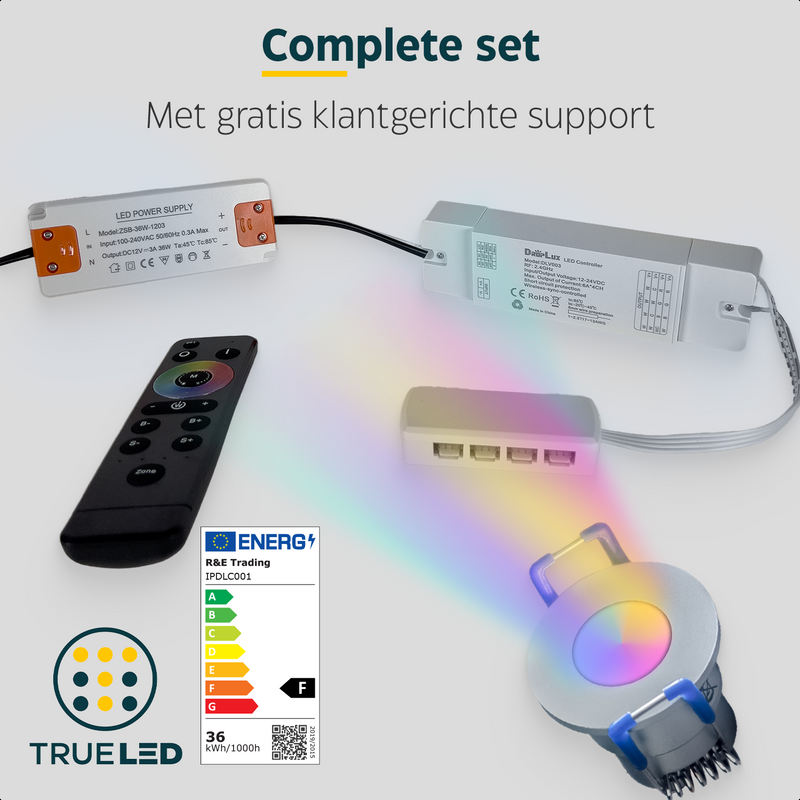 TrueLED Compact RGB Silver - Inbouwspots voor veranda en overkapping - Set van 4 tot 9 stuks