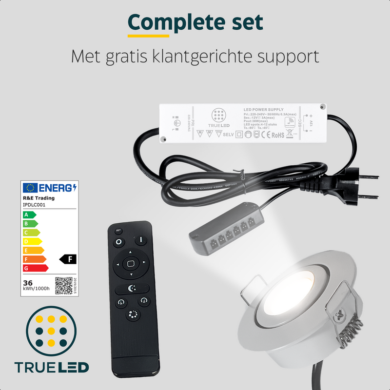 LED Inbouwspots veranda & overkapping - Kantelbaar - Warm wit 2700K - Dimbaar - Set 4 tot 12 stuks - TrueLED Grand White