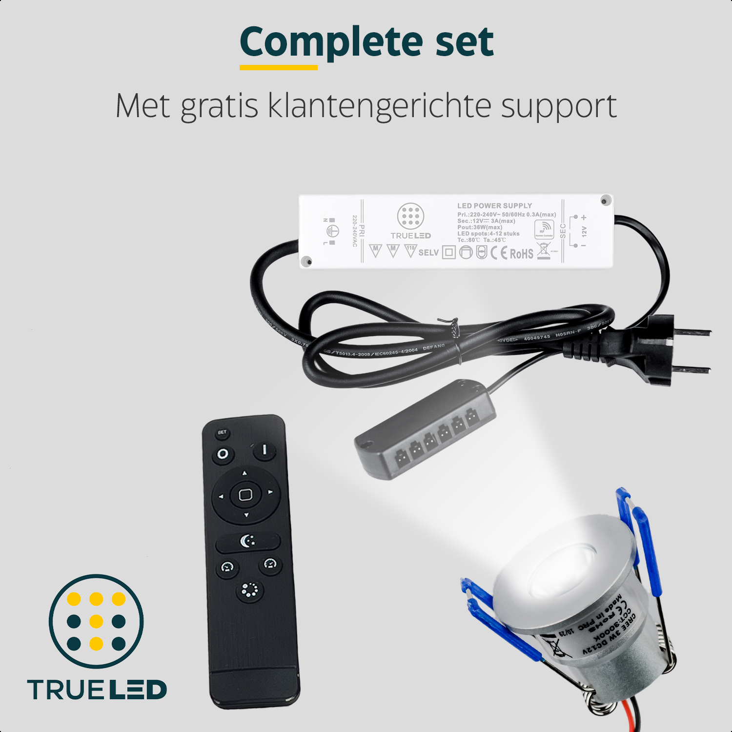 LED Inbouwspots veranda & overkapping - Warm wit 2700K - Dimbaar - Set 4 tot 12 stuks - TrueLED Compact Silver