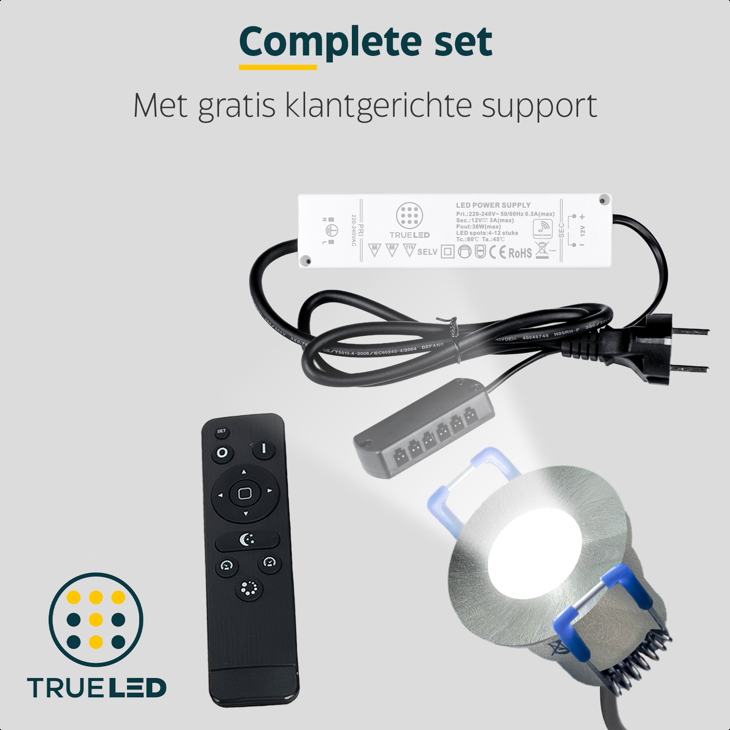 LED Inbouwspots veranda & overkapping - Warm wit 2700K - Dimbaar - Set 4 tot 12 stuks - TrueLED Compact Chrome