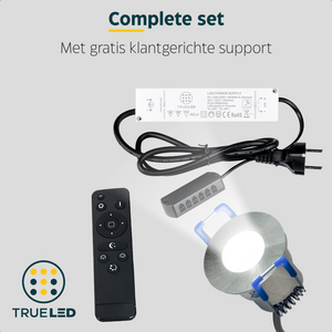 LED Inbouwspots veranda & overkapping - Warm wit 2700K - Dimbaar - Set 4 tot 12 stuks - TrueLED Compact Chrome