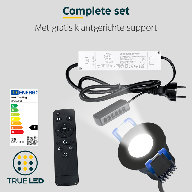 TrueLED Compact Black - Inbouwspots voor veranda en overkapping - Set van 4 tot 12 stuks