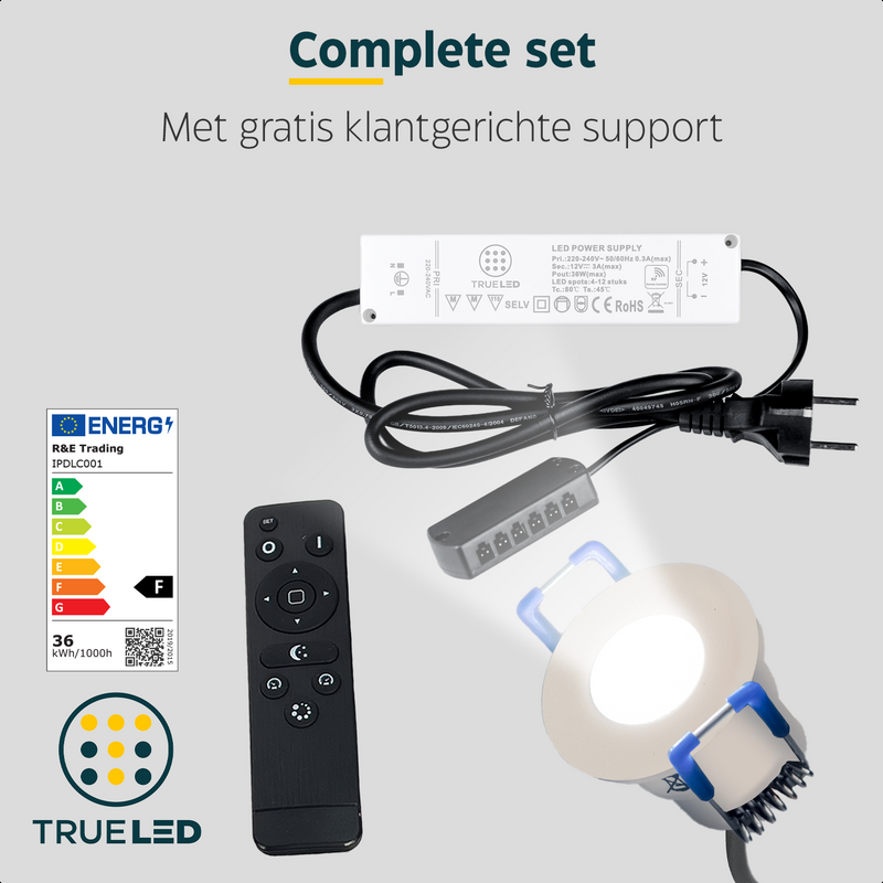 LED Inbouwspots veranda & overkapping - Warm wit 2700K - Dimbaar - Set 4 tot 12 stuks - TrueLED Compact White