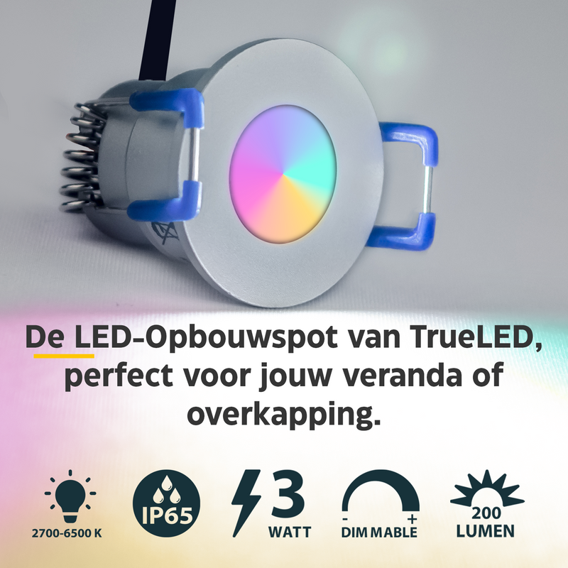 LED Inbouwspots veranda & overkapping - RGB - Dimbaar - Set 4 tot 12 stuks - TrueLED Compact Silver