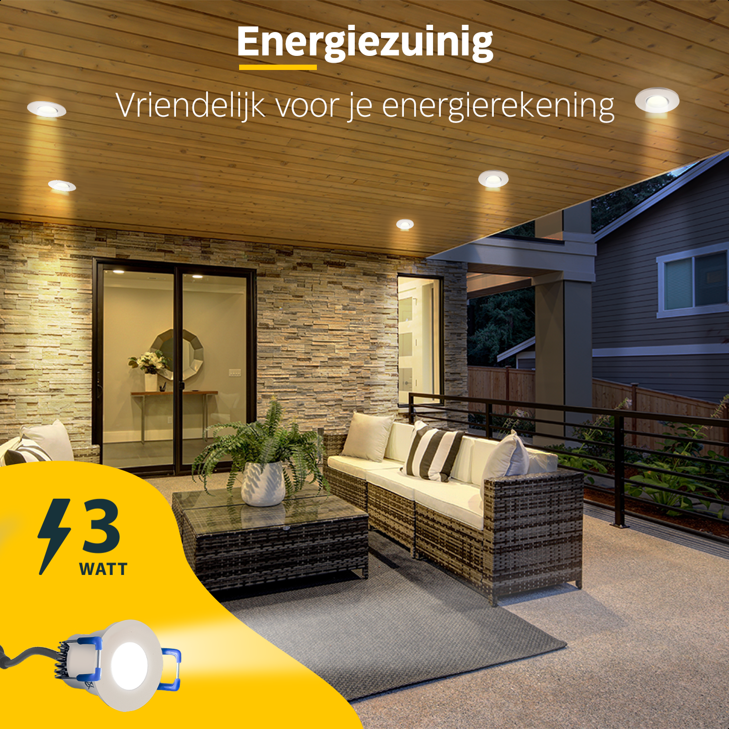 LED Inbouwspot veranda & overkapping - Warm wit 2700K - Dimbaar - Enkel - TrueLED Compact White