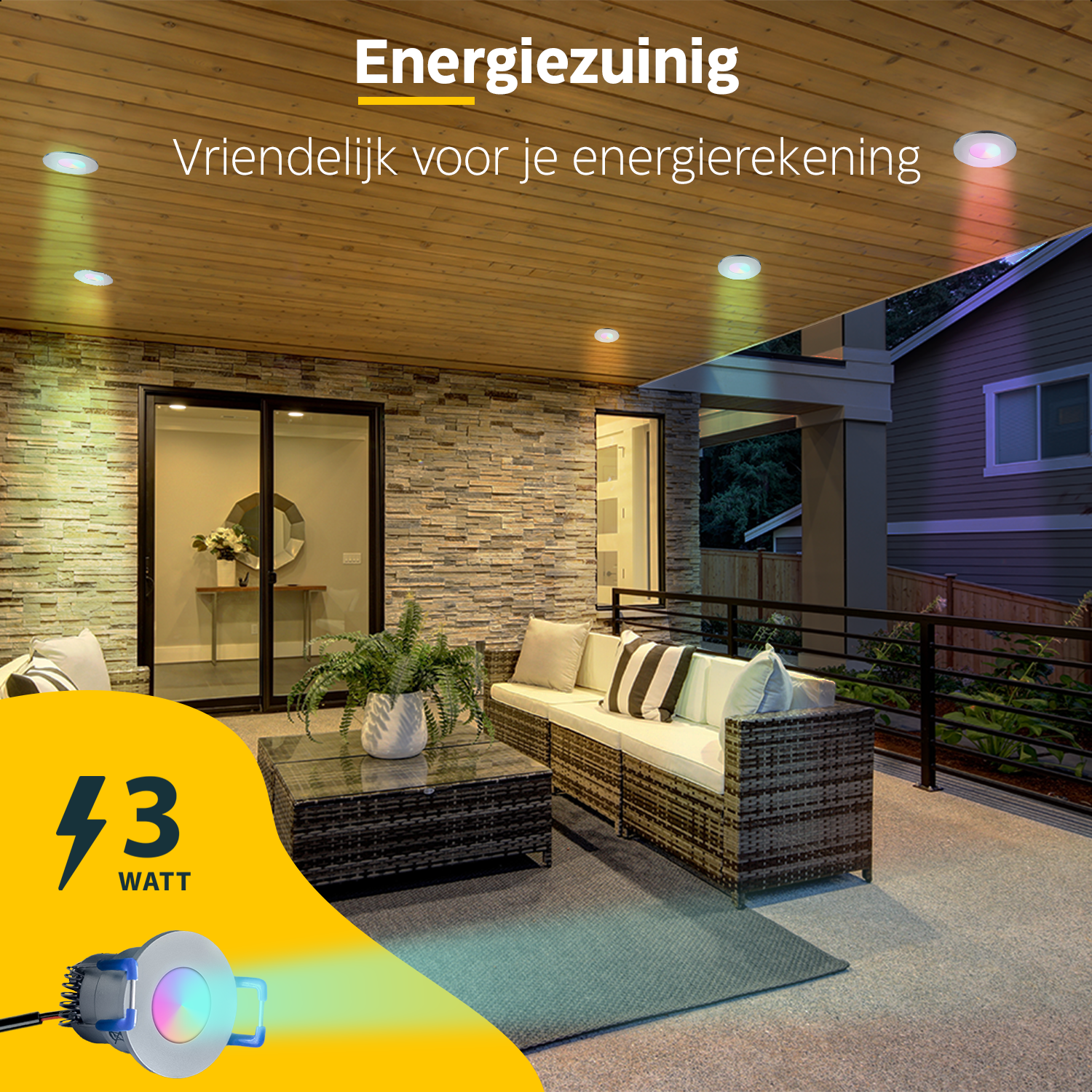 LED Inbouwspot veranda & overkapping - RGB - Dimbaar - Enkel - TrueLED Compact Silver