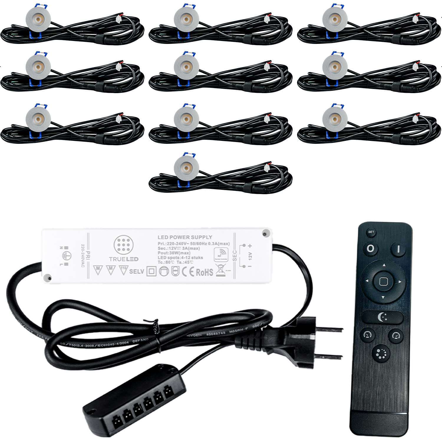 LED Inbouwspots veranda & overkapping - Warm wit 2700K - Dimbaar - Set 4 tot 12 stuks - TrueLED Compact Silver